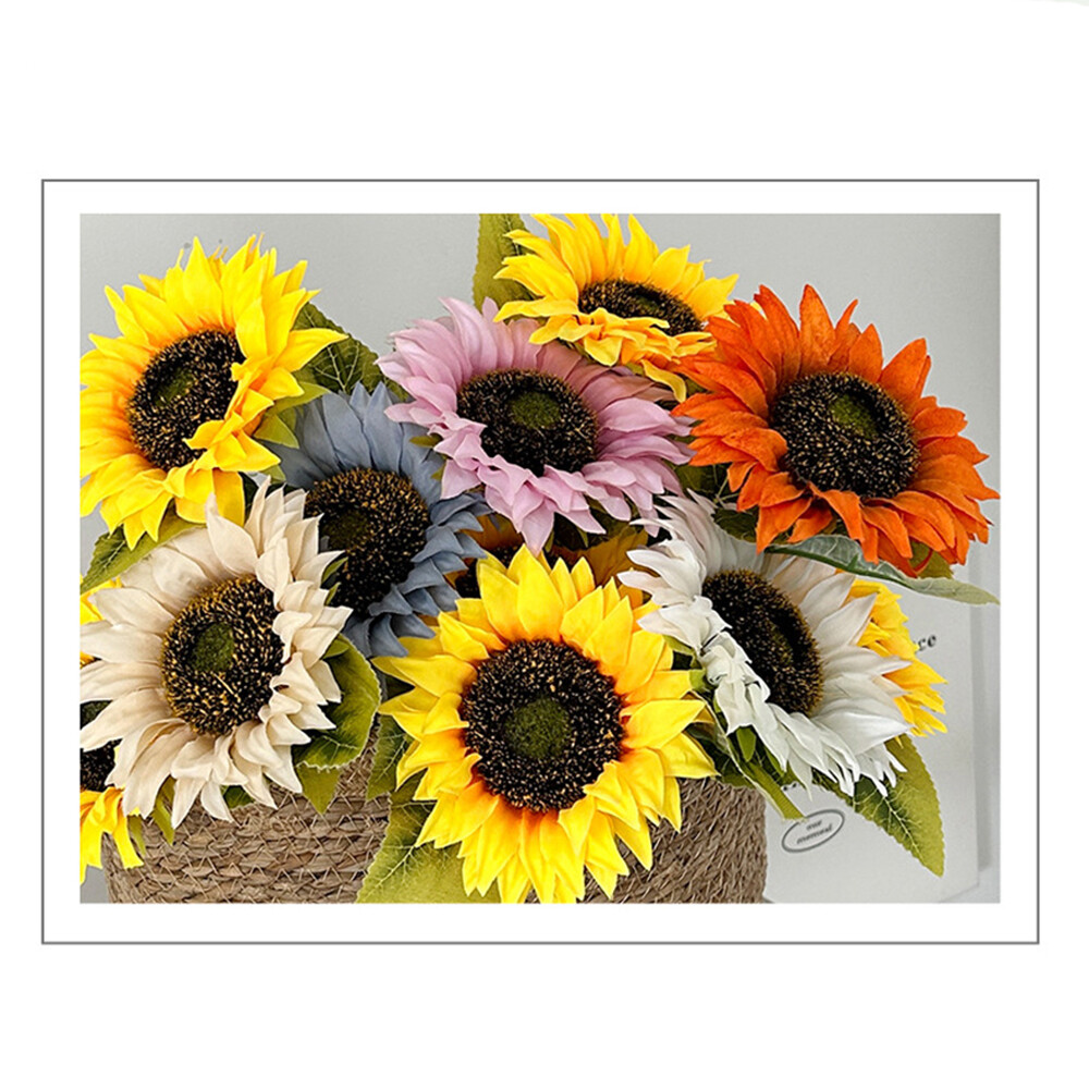 Artificial Single Sunflower Long Stem Silk Flowers Fake Bouquet Party Large