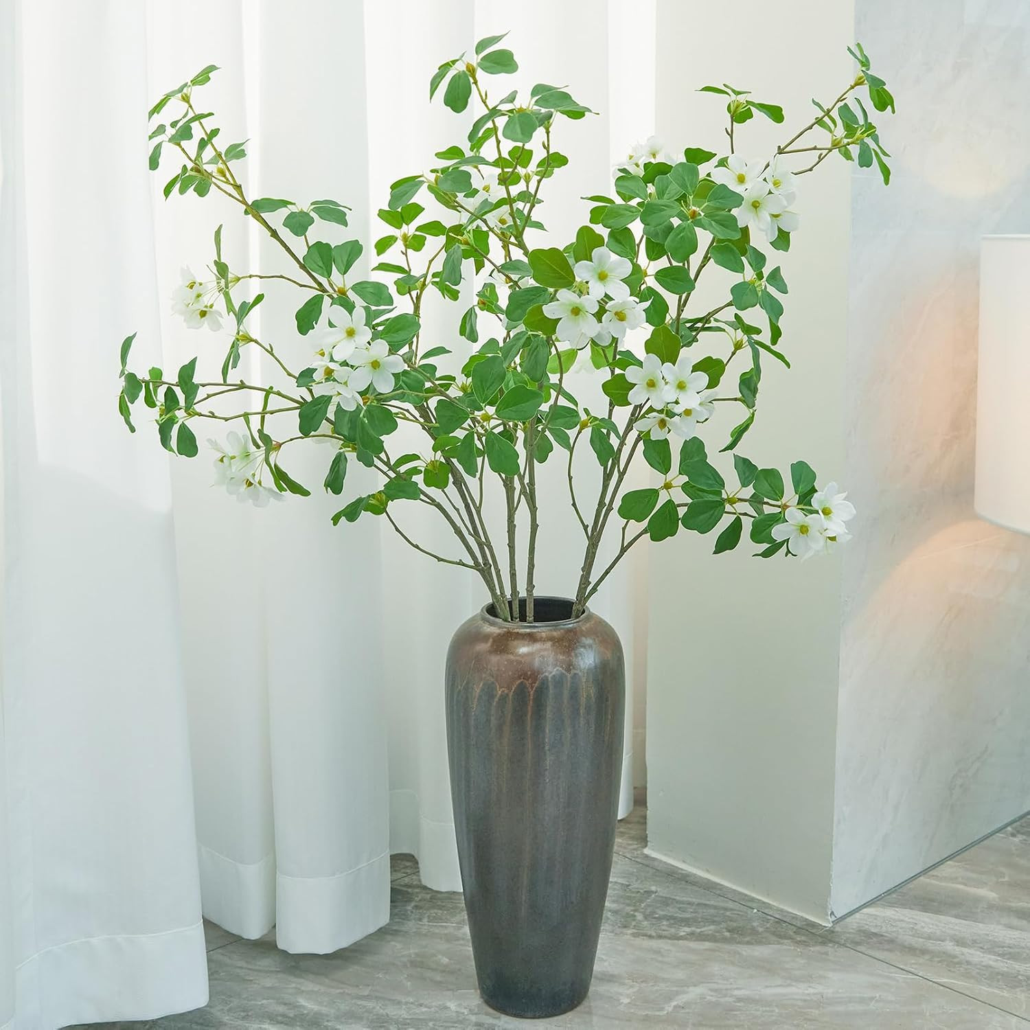 43.3″ Artificial Greenery Stems – 3 PCS Faux Silk Branches for Home Decor