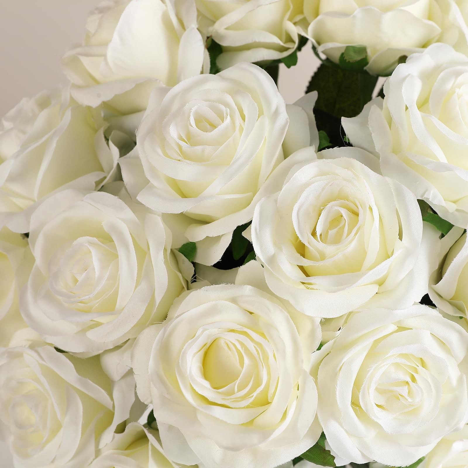 60 Pcs White Roses Artificial Flowers Bulk, Silk Roses with Stem Realistic Wh…