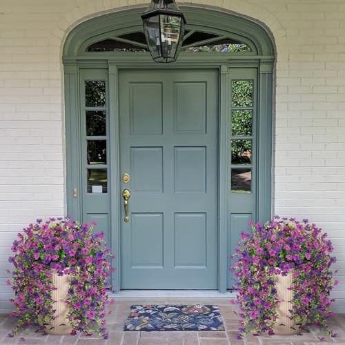 Fake Artificial Hanging Flowers for Outdoors Decoration, Purple & Light Purple