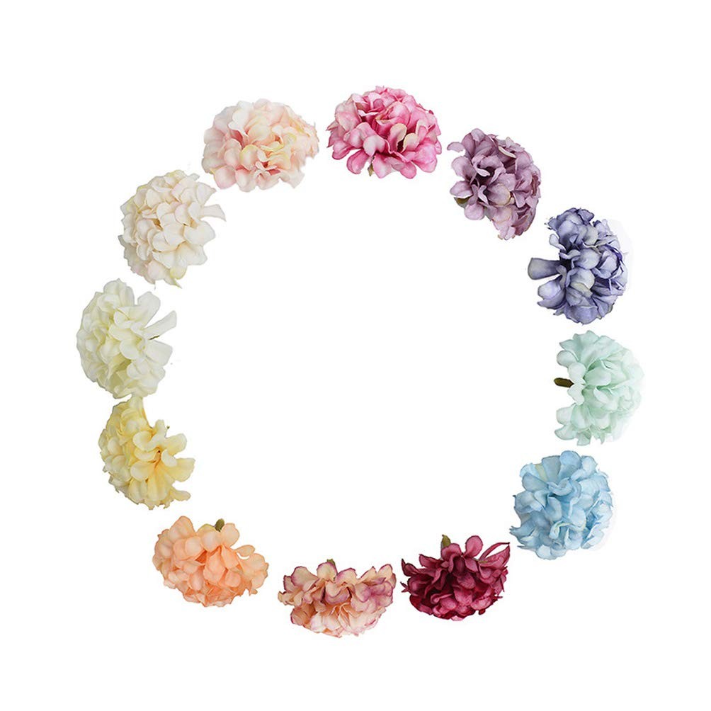 24 Pcs 1.8″ Artificial Hydrangea Flower Heads Bulk Silk Flower for Wedding De…