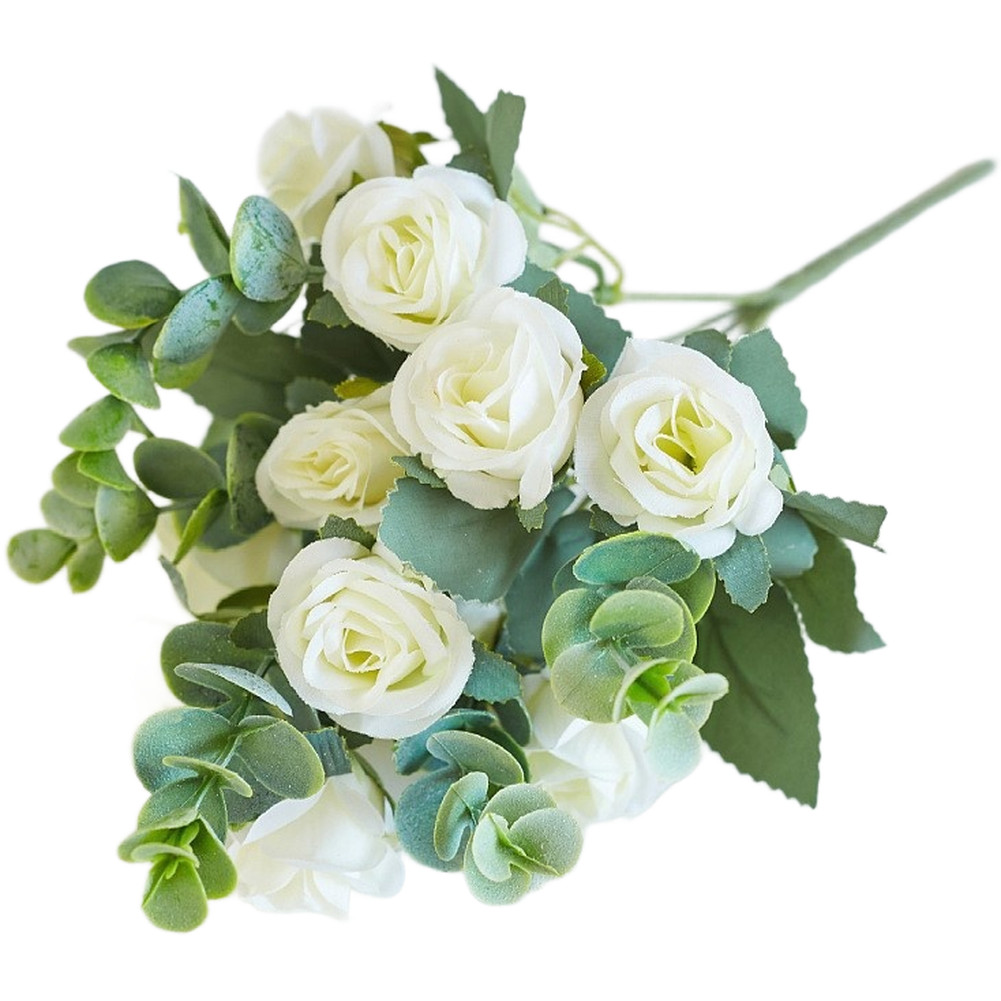 Silk Flower Bouquet Artificial Roses for Wedding Centerpiece Home Office Decor