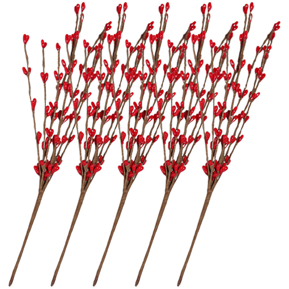 5pcs Orange Berry Christmas Christmas Berry Picks Artificial Red Berry Stems