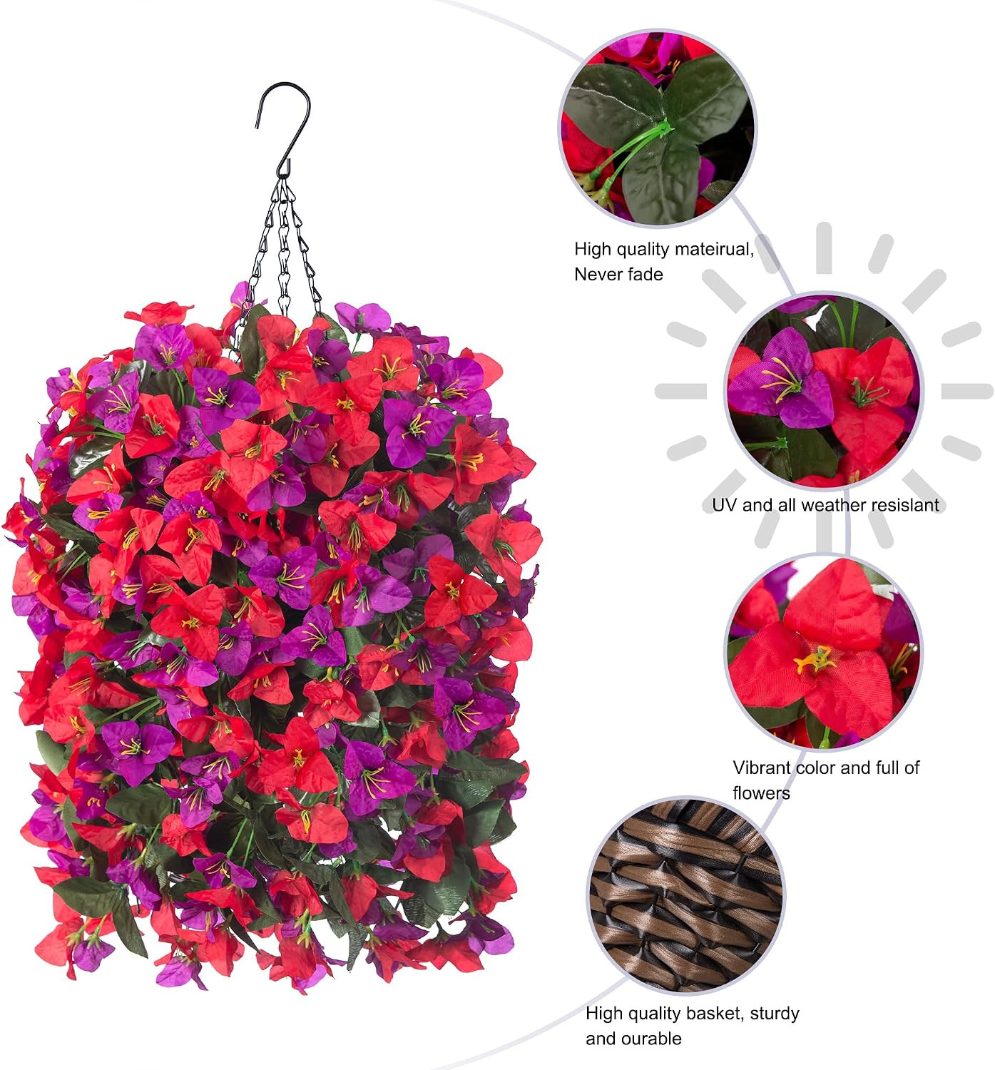 UV Resistant Faux Bougainvillea Plants – 3PCS Silk Flowers for Outdoor Decor