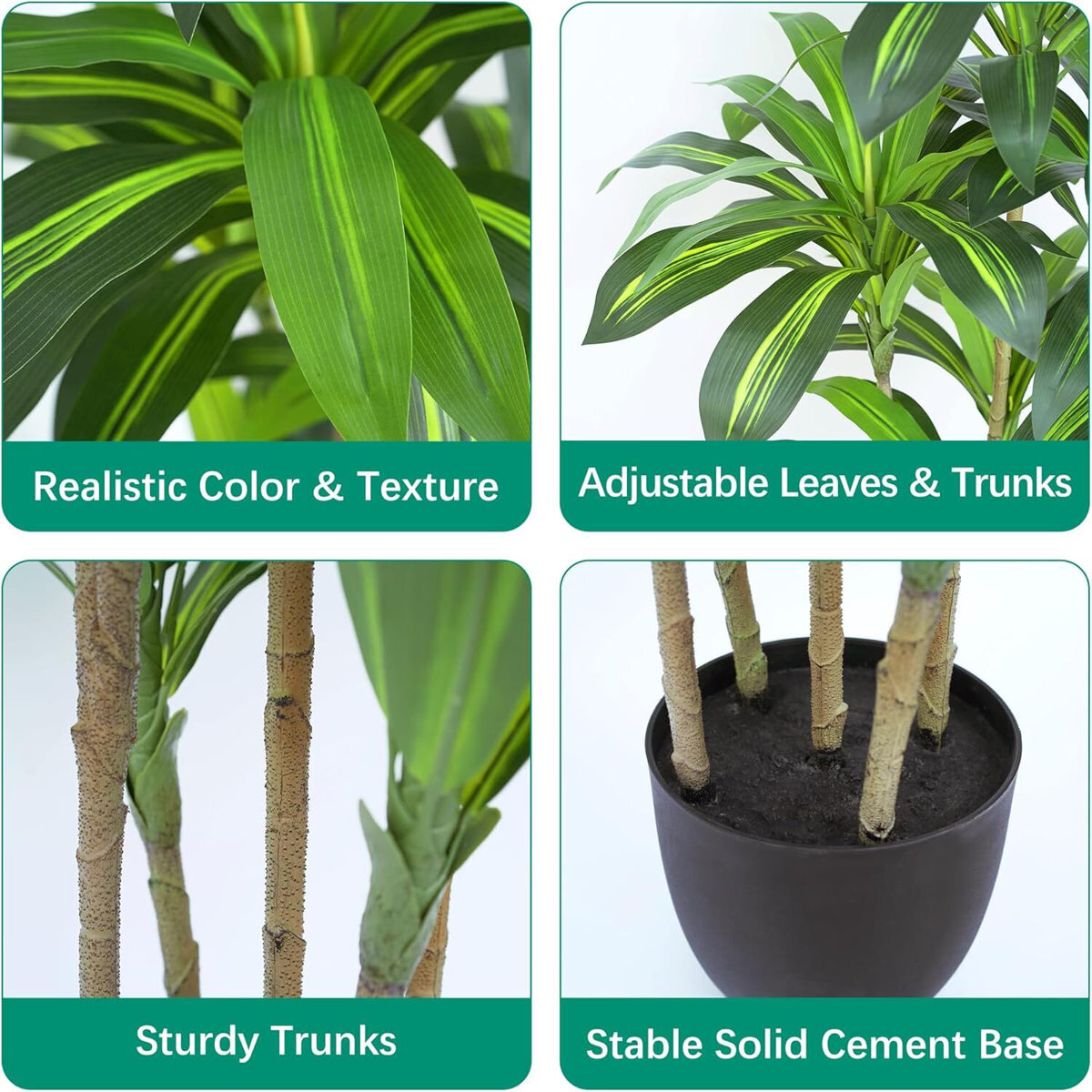 Artificial Dracaena Plant with Plant Pot Outdoor Fake Plants