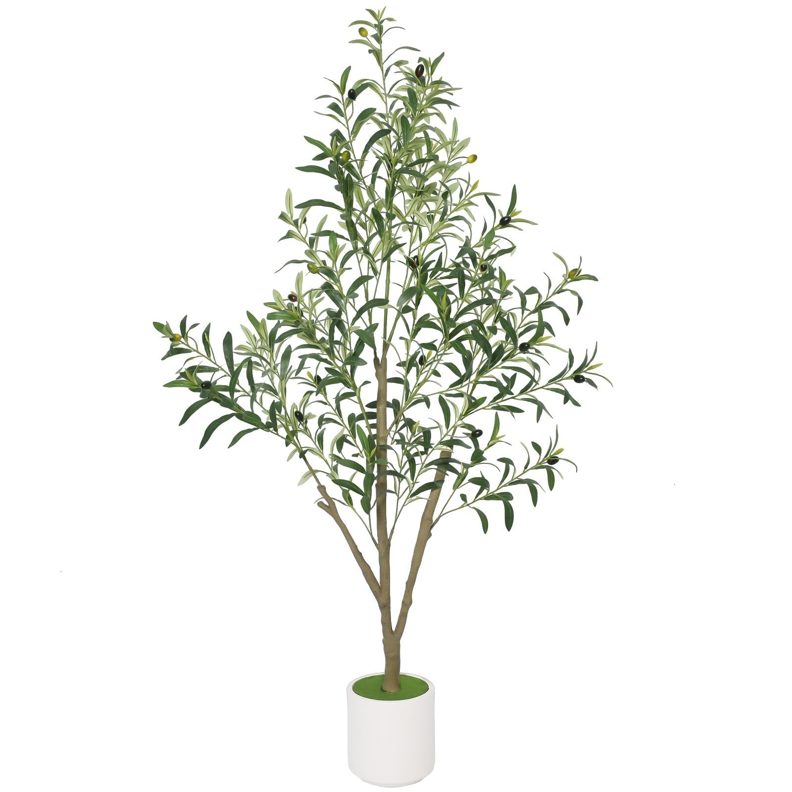 Faux Olive Tree 5FT – Artificial Indoor Plant with White Planter – Home Decor