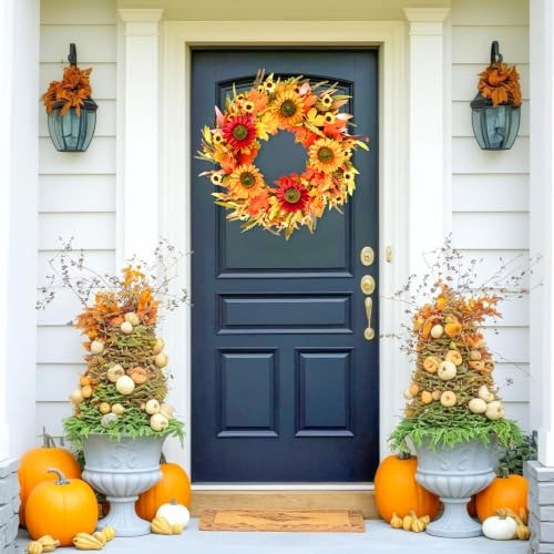 Artificial Sunflower Autumn Front Door Wreath 24″