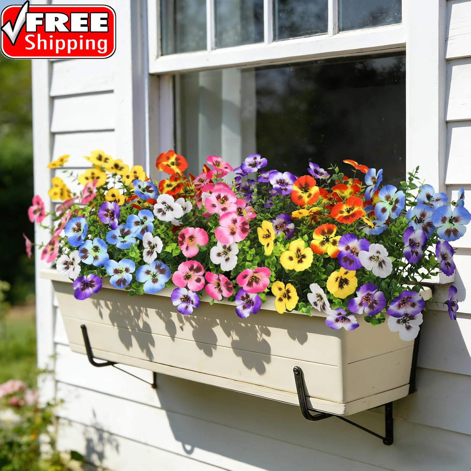 20 Bundles Artificial Pansy Flowers for Outdoors, Mixedcolor | Fake Pansies Silk