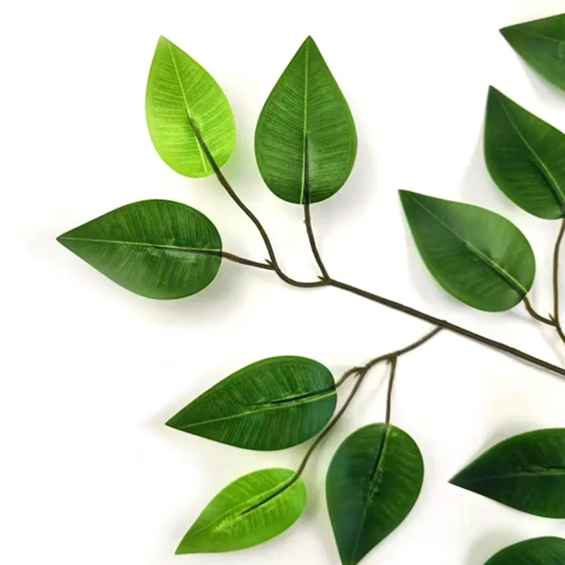 12pc Faux Ficus Foliage Branches Silk Greenery Bush for Outdoor Garden Decor