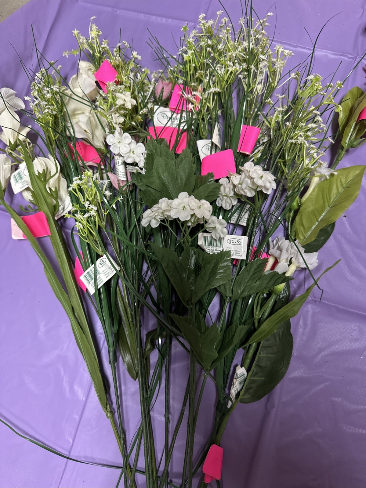 #A11 Lot 1 artificial flowers and leaves for decorations 3+ lbs