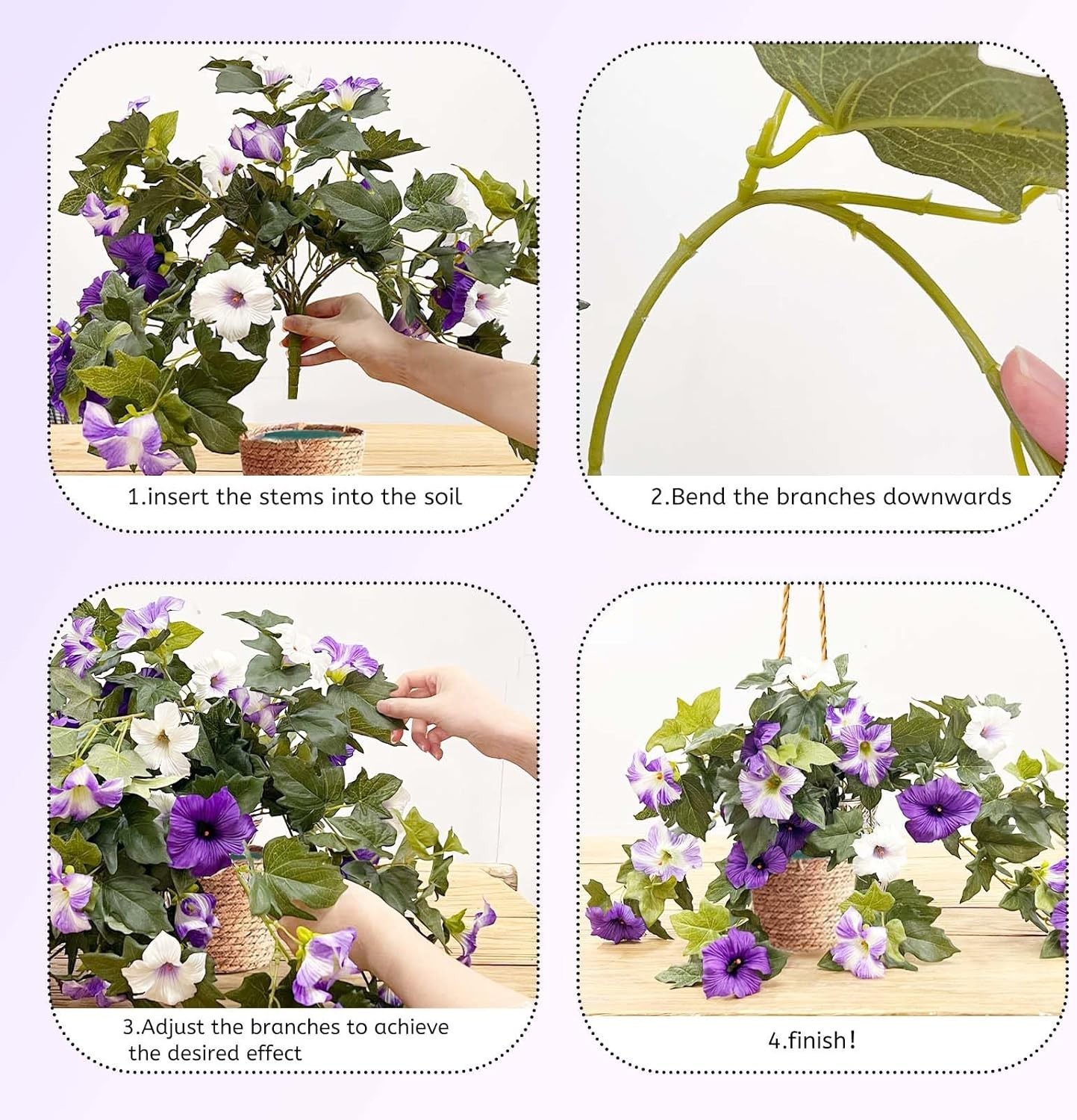 2-Pack Artificial Petunias with 24 Heads for Balcony and Garden Elegance