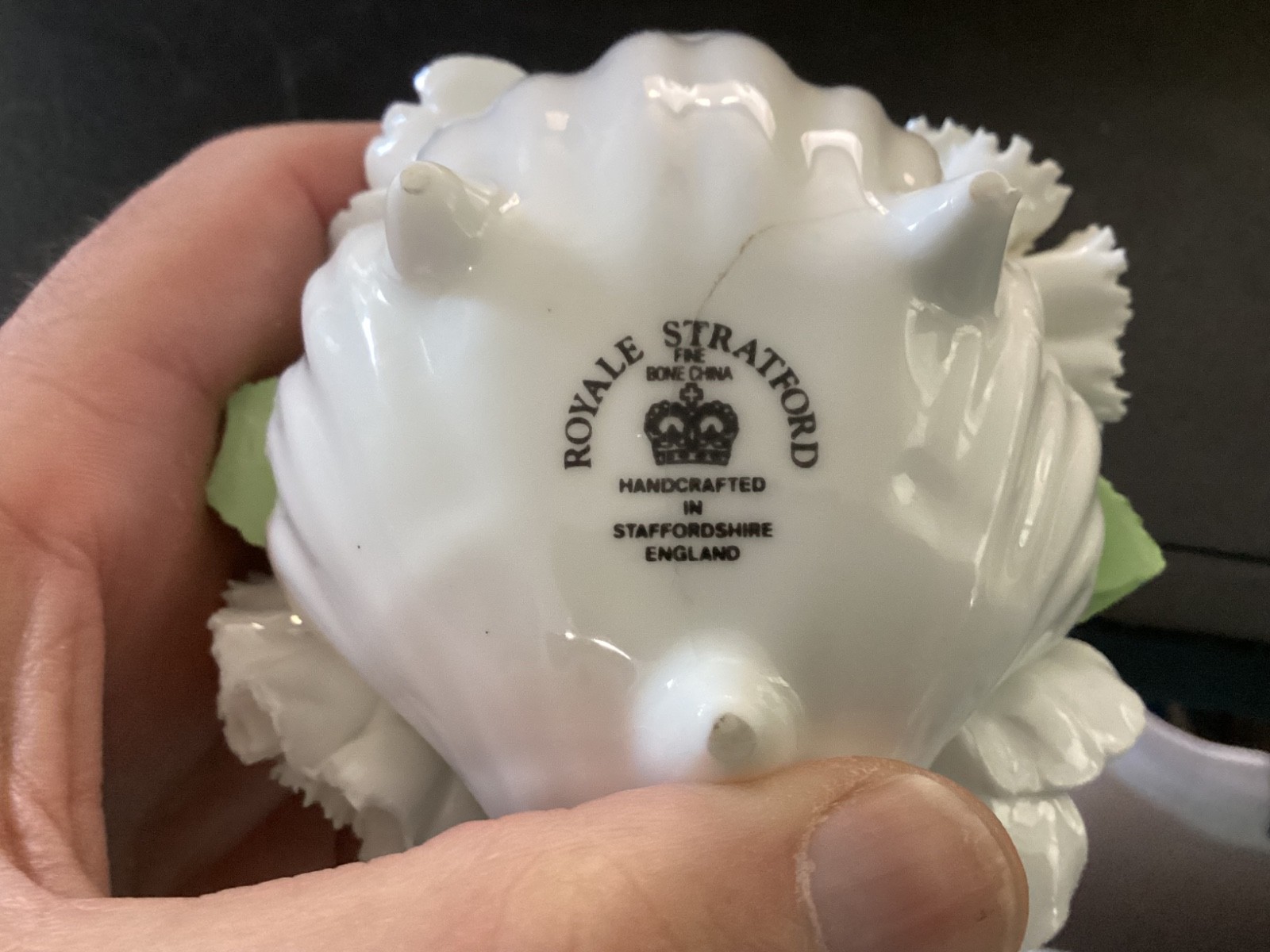 Royal Stafford Staffordshire Fine Bone White 3-Legged China Pot Flower Bouquet