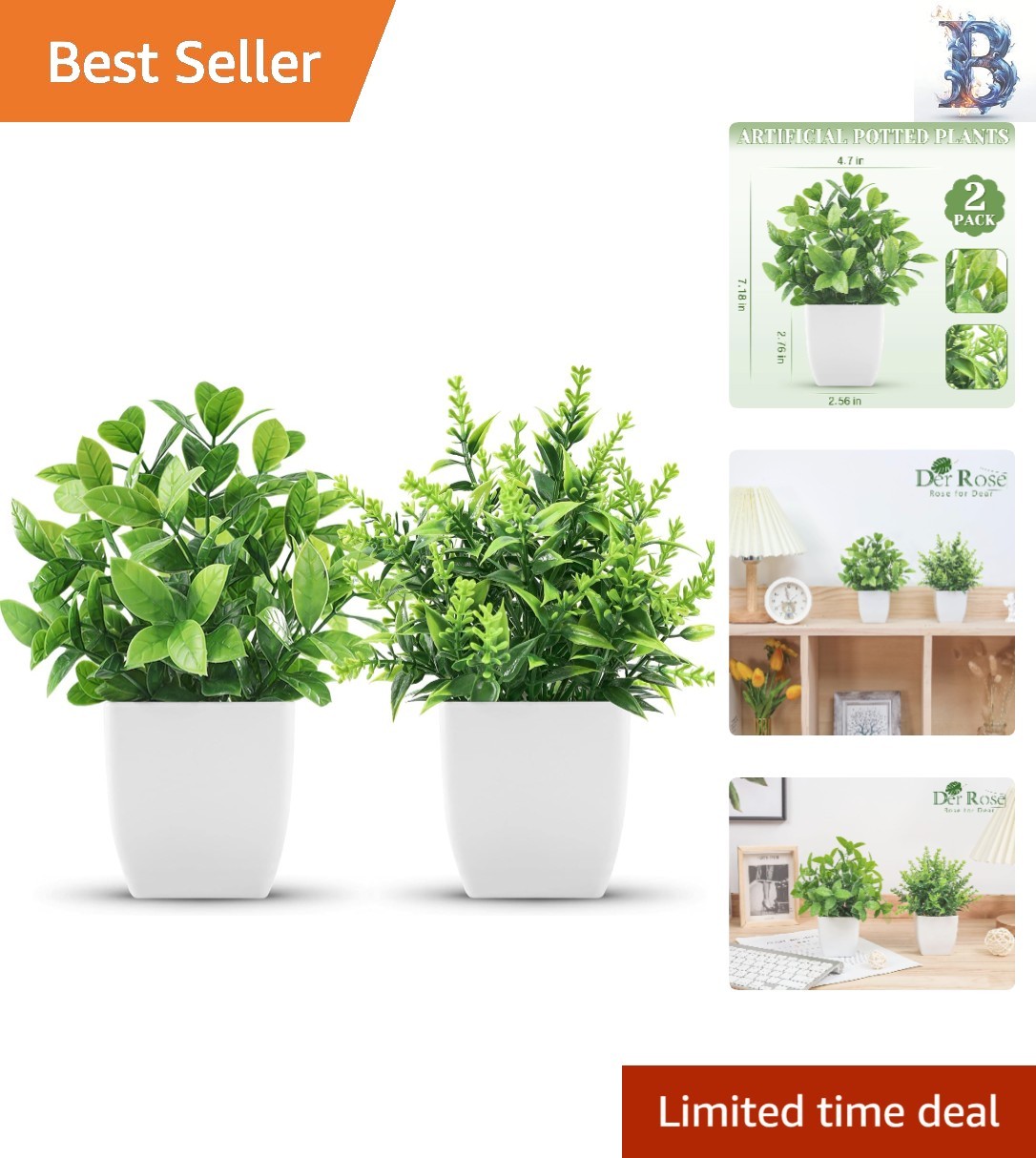 Set of 2 Elegant Eucalyptus Faux Plants in Modern White Pots for Indoor Decor