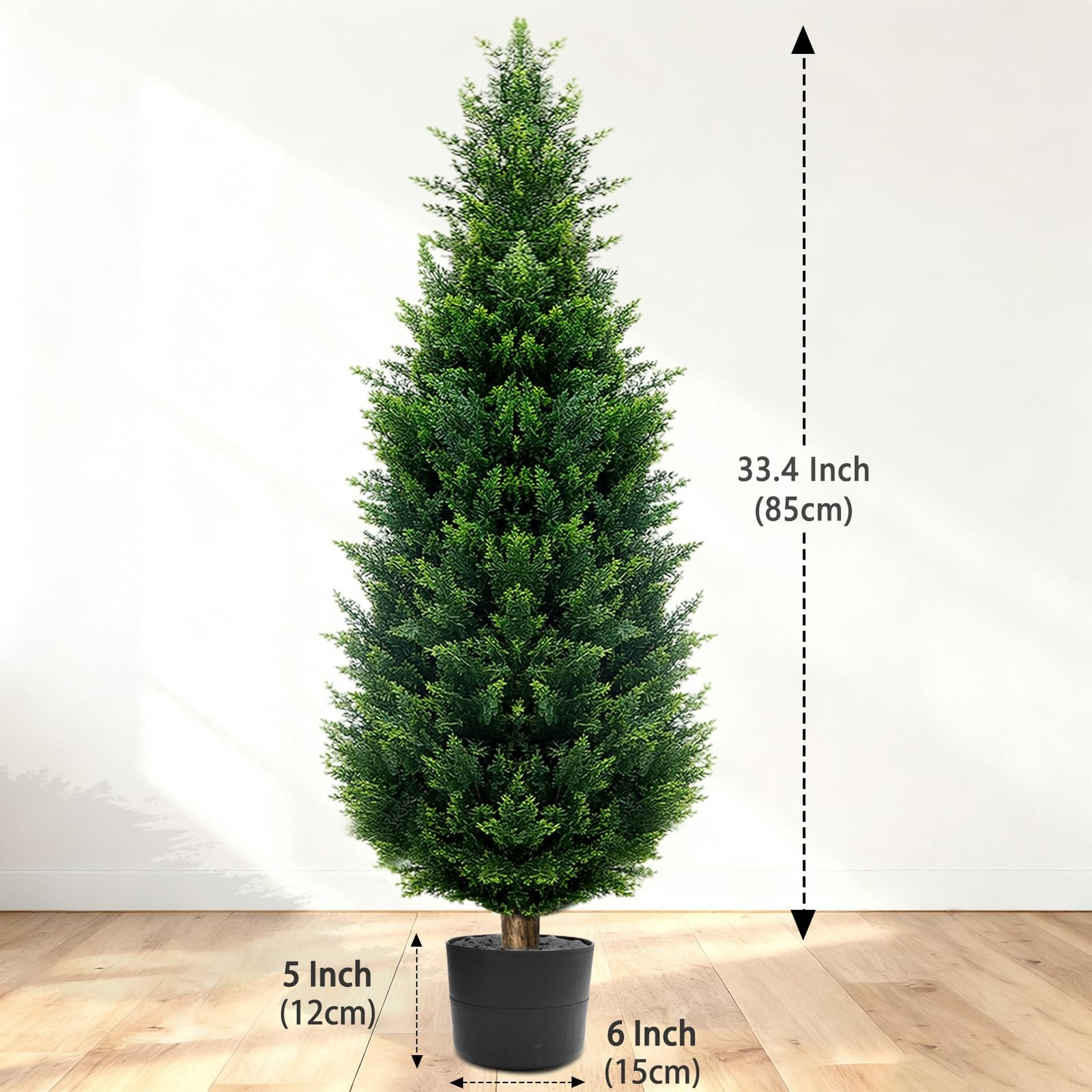 36-inch Artificial Cypress 2 Packs – UV-Resistant Shrub with Pot, Suitable for