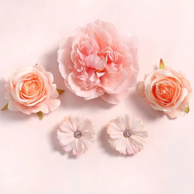 Mixed Rose Artificial Flowers Silk Fake Flowers Heads for Room Home Decor