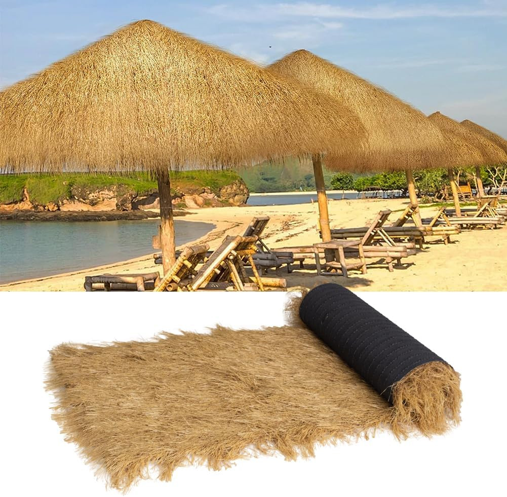 Realistic Synthetic Thatch Roll Sun-Bleached Yellow Customized Sizes – Reinforce