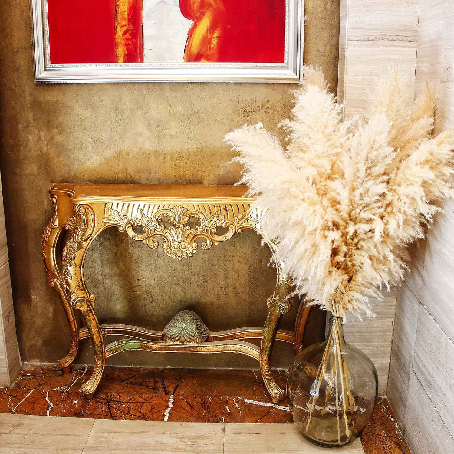 10 Stems 46″ Inch Dried Pampas Grass Decor Tall, Large Pompas Grass, Boho Neutra