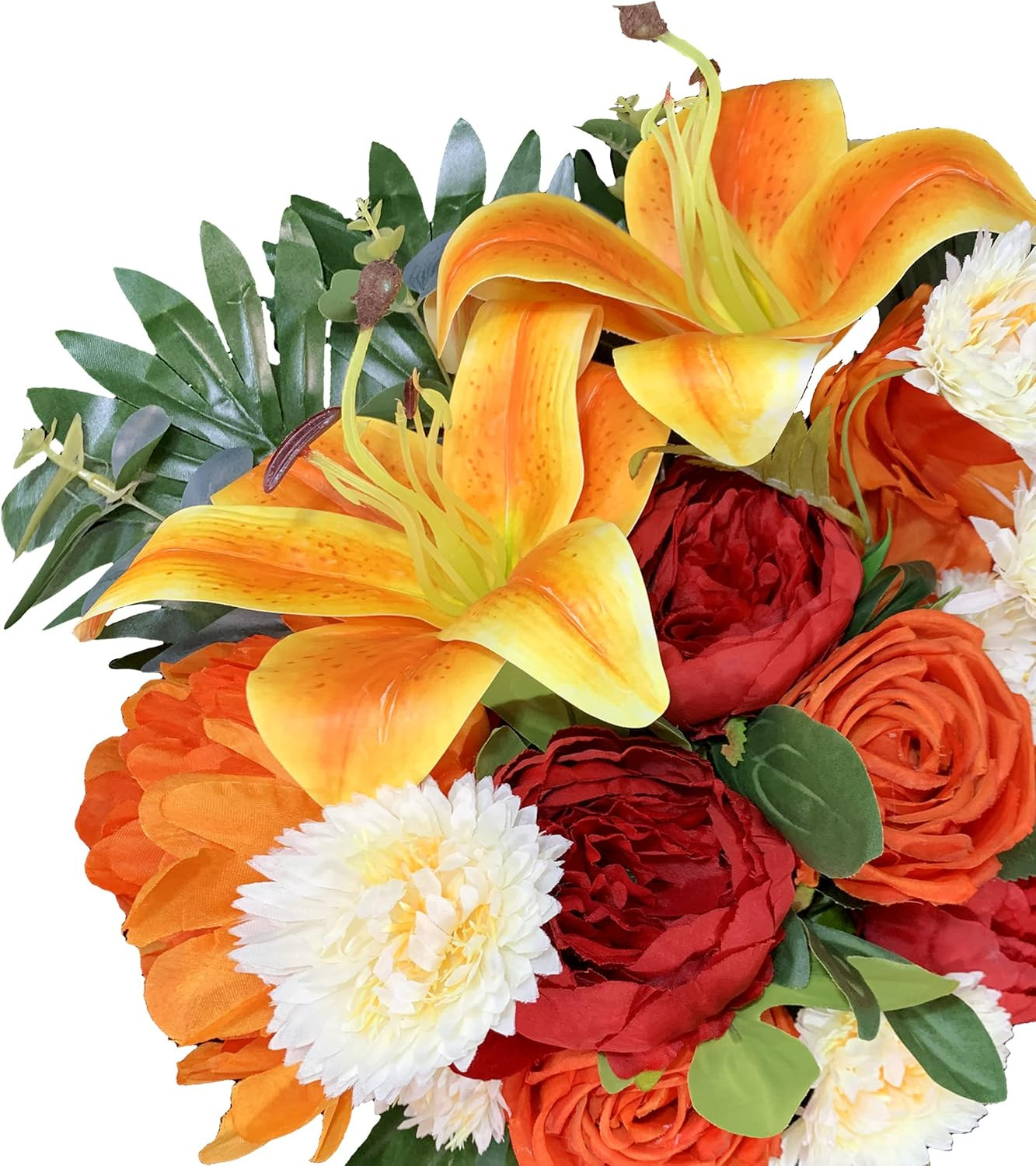 Elegant Artificial Cemetery Flower Arrangement with Vase for Headstone