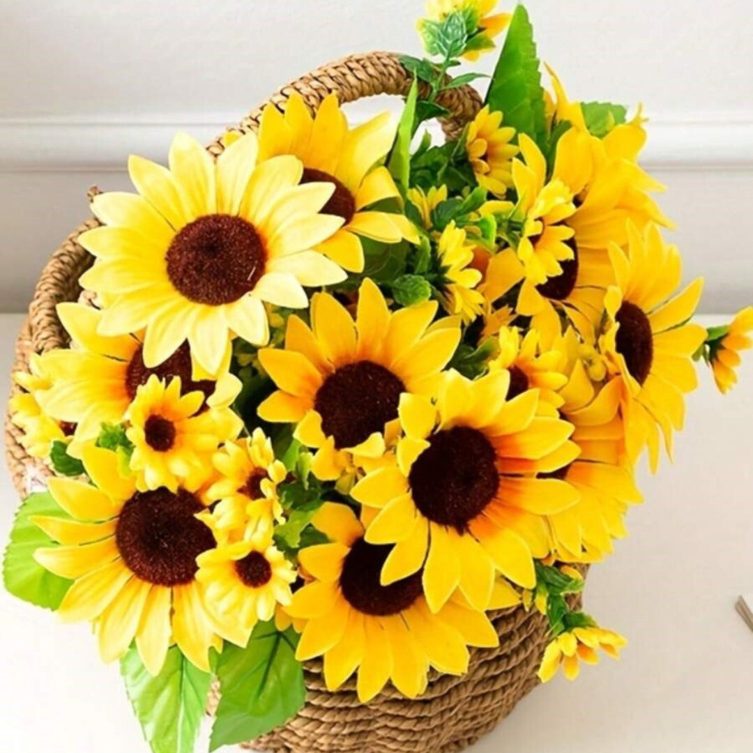 26Pcs Artificial Silk Sunflower Bouquet Flowers Home Decoration Ornaments Decors