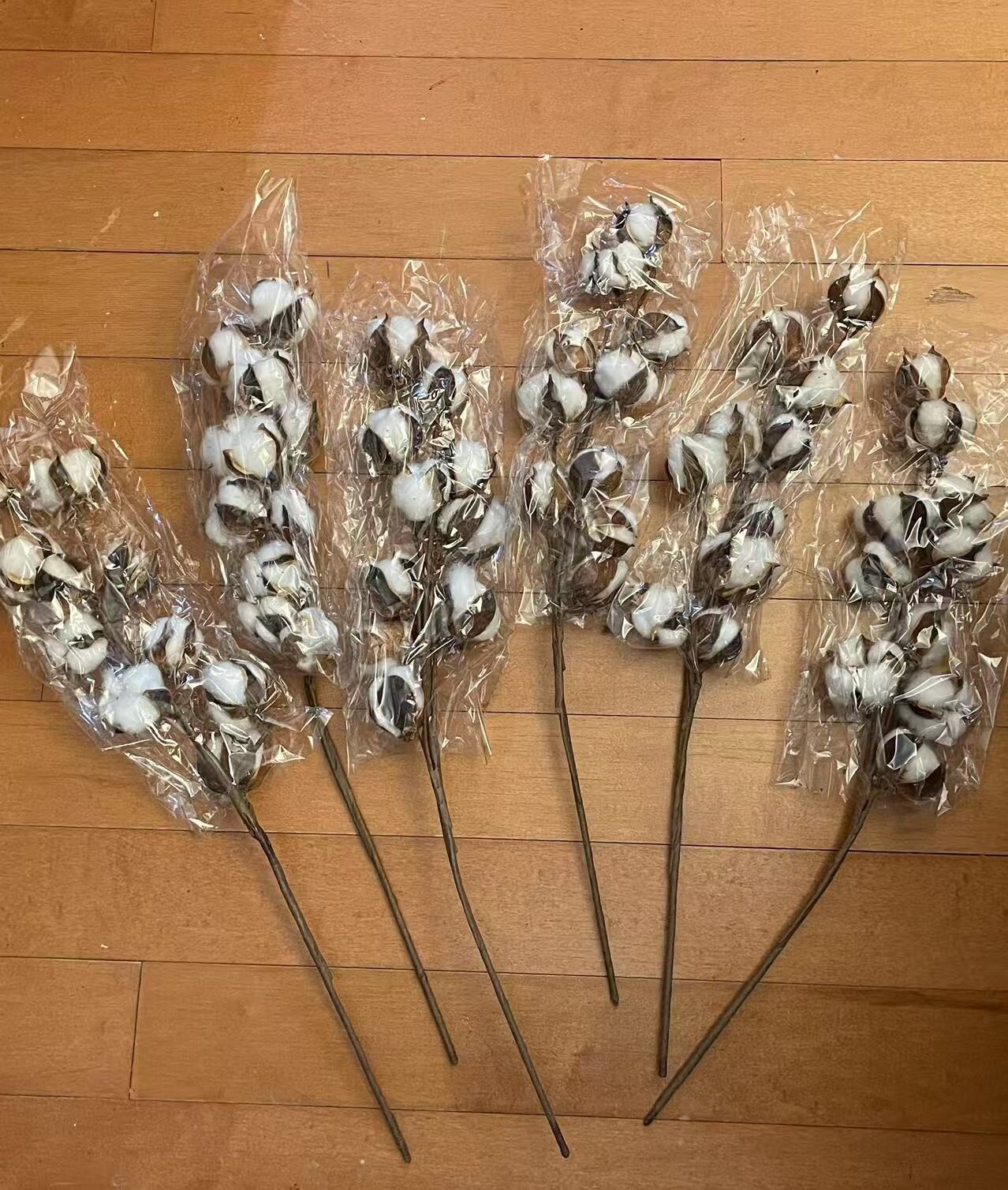 Cotton Stems Natural Dried Cotton Flower 6 Packs Total 60 Bolls Cotton Sprig