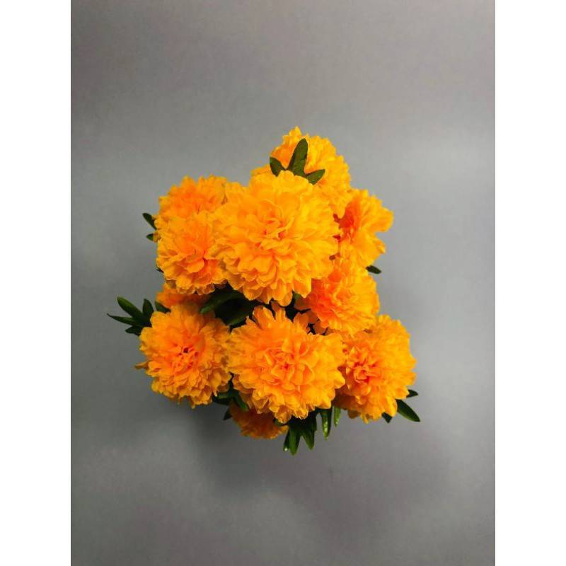 Pair Marigolds Flower Artifical Tree Set Pot Decor Home Yellow Color Floral Day