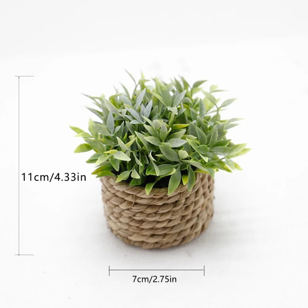 Green Artificial Potted Plant Eucalyptus Grass 11cm Artificial Plants Plastic