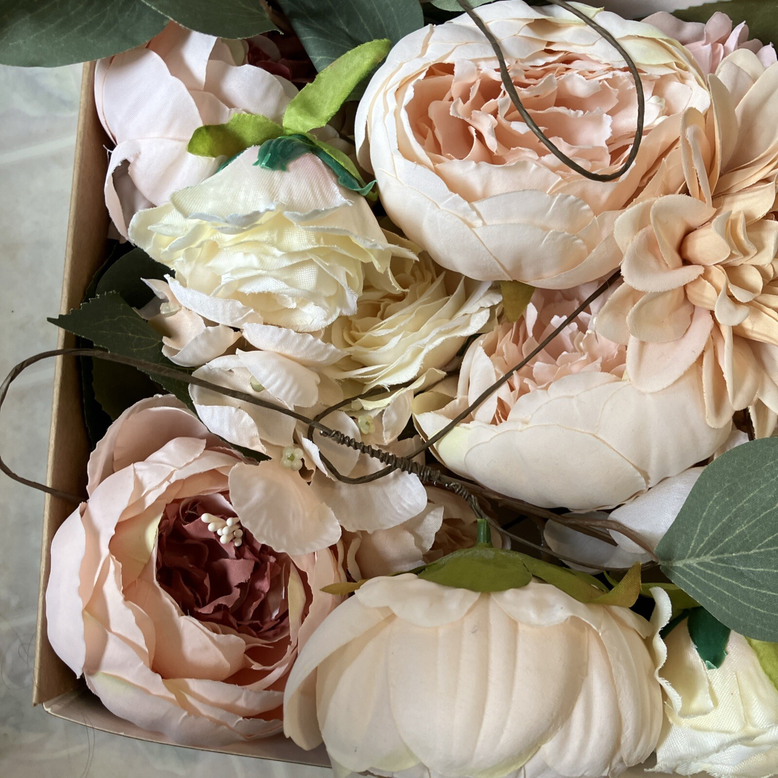 15 Artificial Peony Flower Champagne Pink Wedding Bouquet Flowers Home Decor