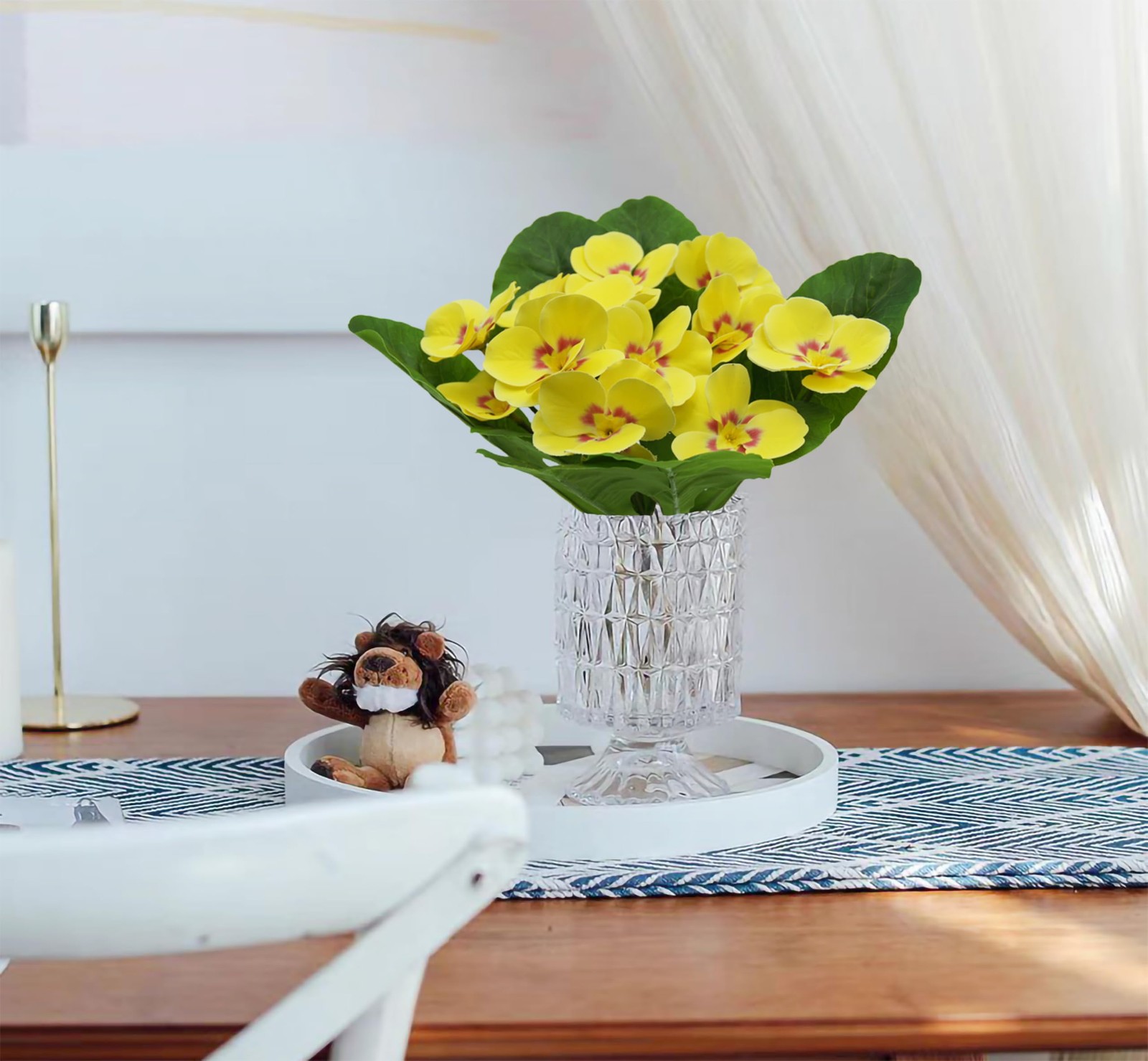 2PCS Artificial Pansy Flowers Spring Floral Arrangement Home Silk Flowers UV …