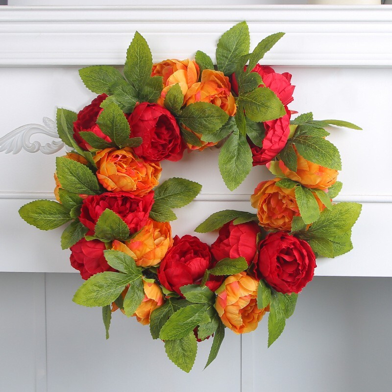 Artificial Seasonal Wreath for Front Door or Porch, Multicolor Flower
