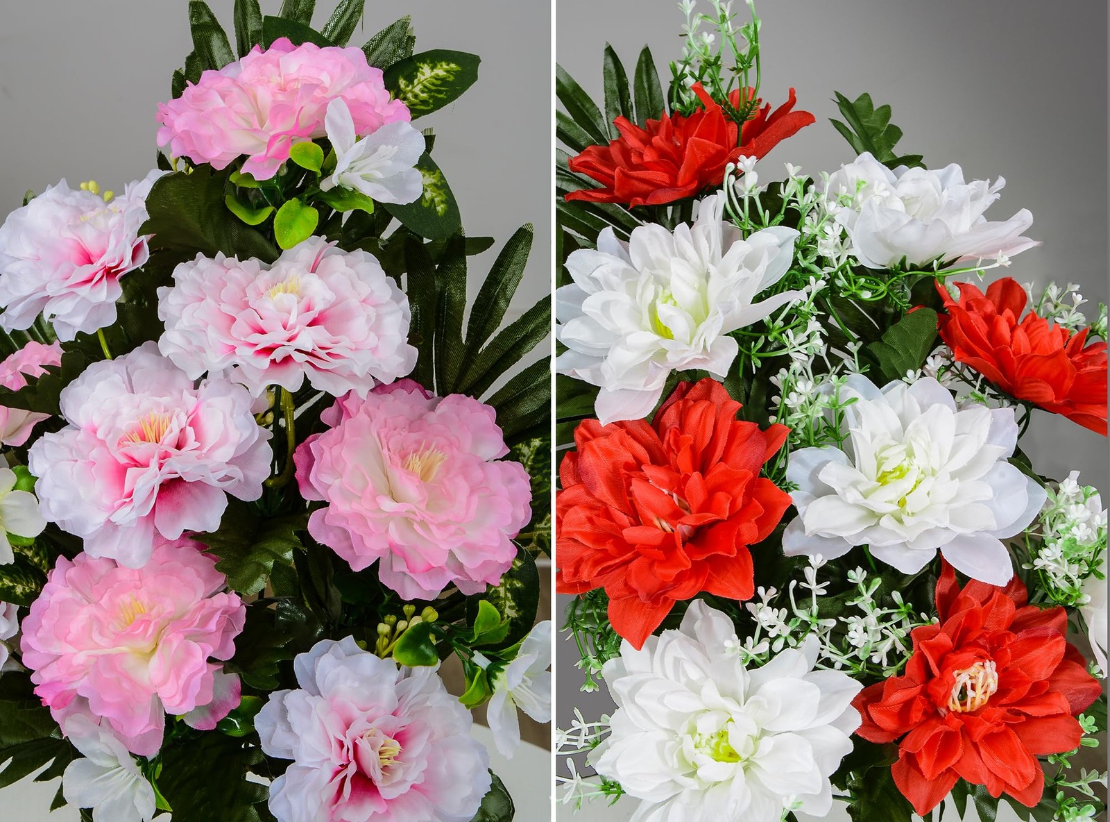 Artificial Cemetery Flowers, Spring Memorial Bouquet with Vase, Outdoor Grave…