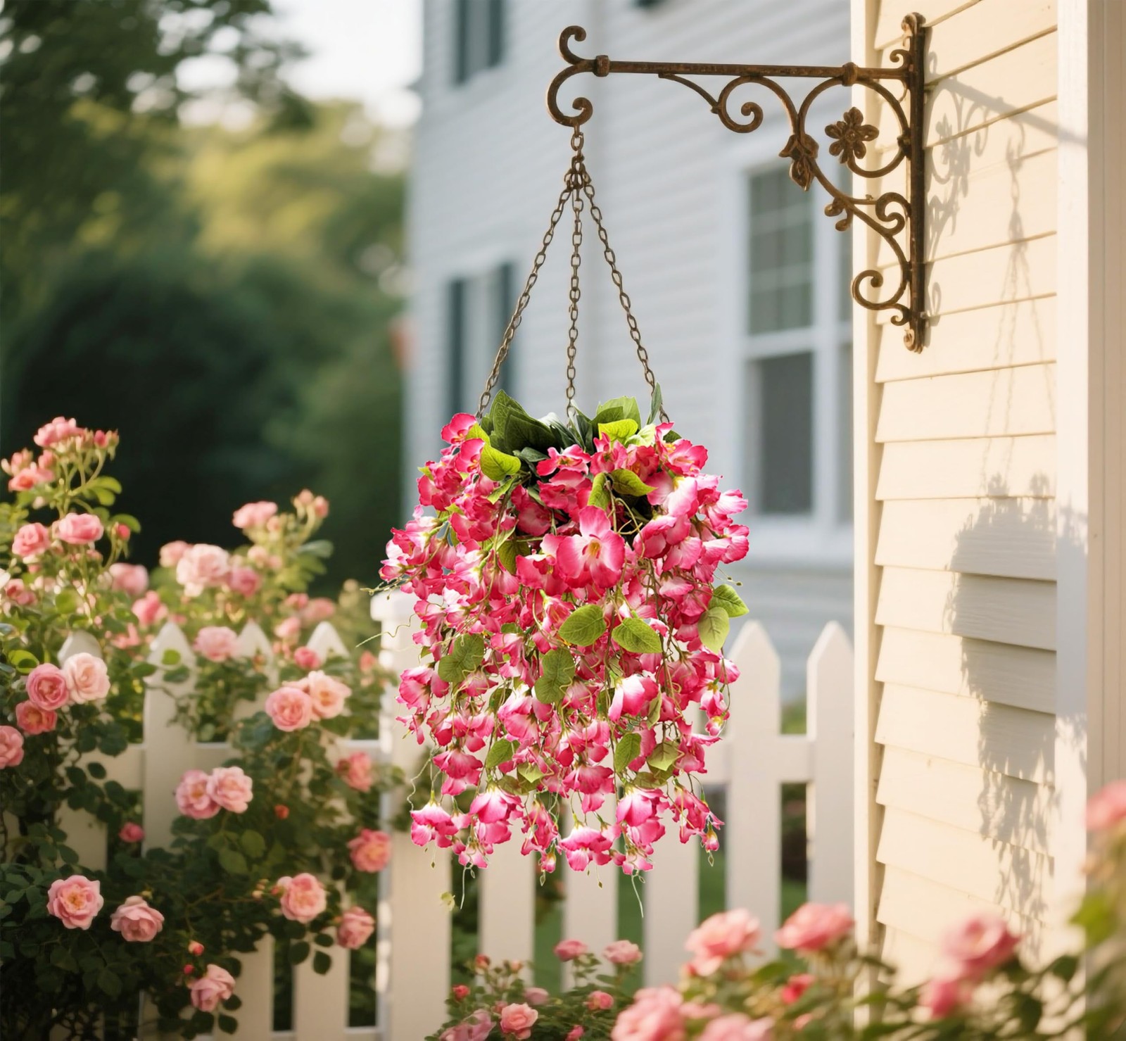 2PCS Artificial Hibiscus Flowers Outdoor Hanging UV Resistant Faux Plant New USA