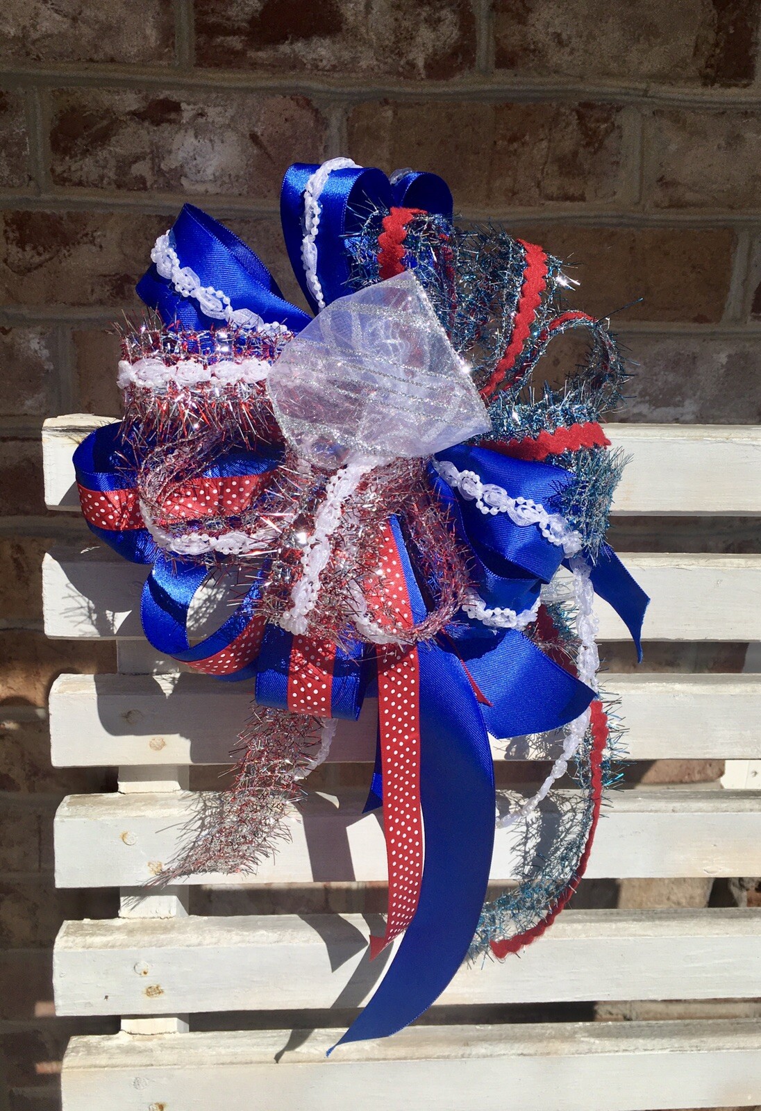 American / 4th Of July Bow For Wreath , Lantern Or Any Decor / Handmade