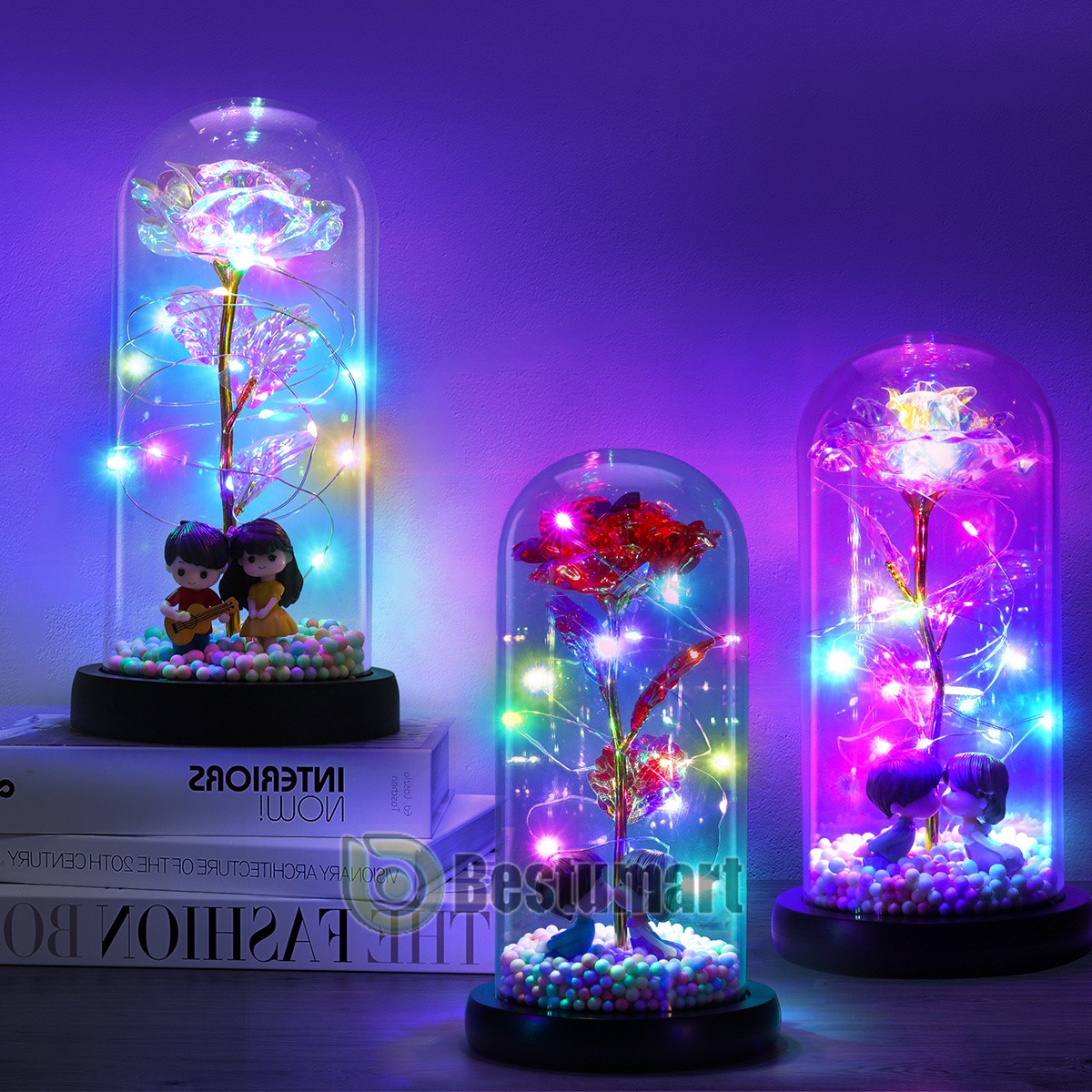 Eternal Rose LED Light in Glass Flower Gift for Her Valentine’s Christmas Gift