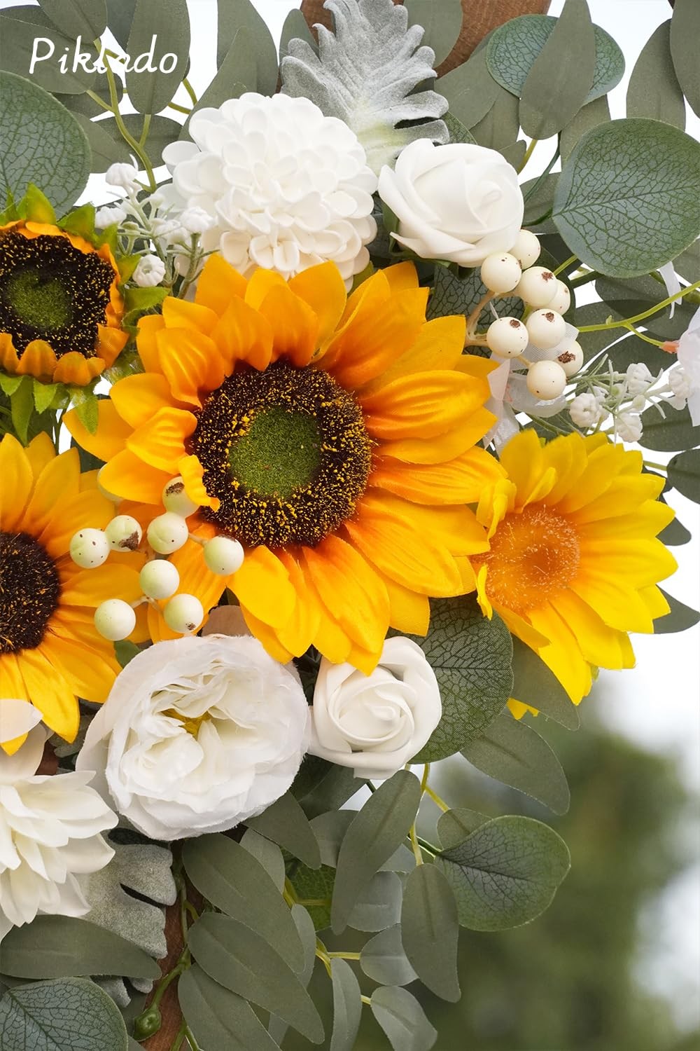 2 PCS Faux Sunflower & White Floral Swag Wedding Welcome Sign Ceremony Decor