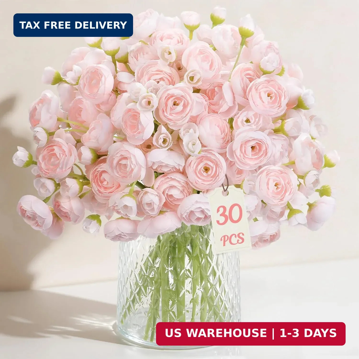 Alupssuc 30Pcs Ranunculus Artificial Flowers Faux Silk Mini Ranunculus, Spring F