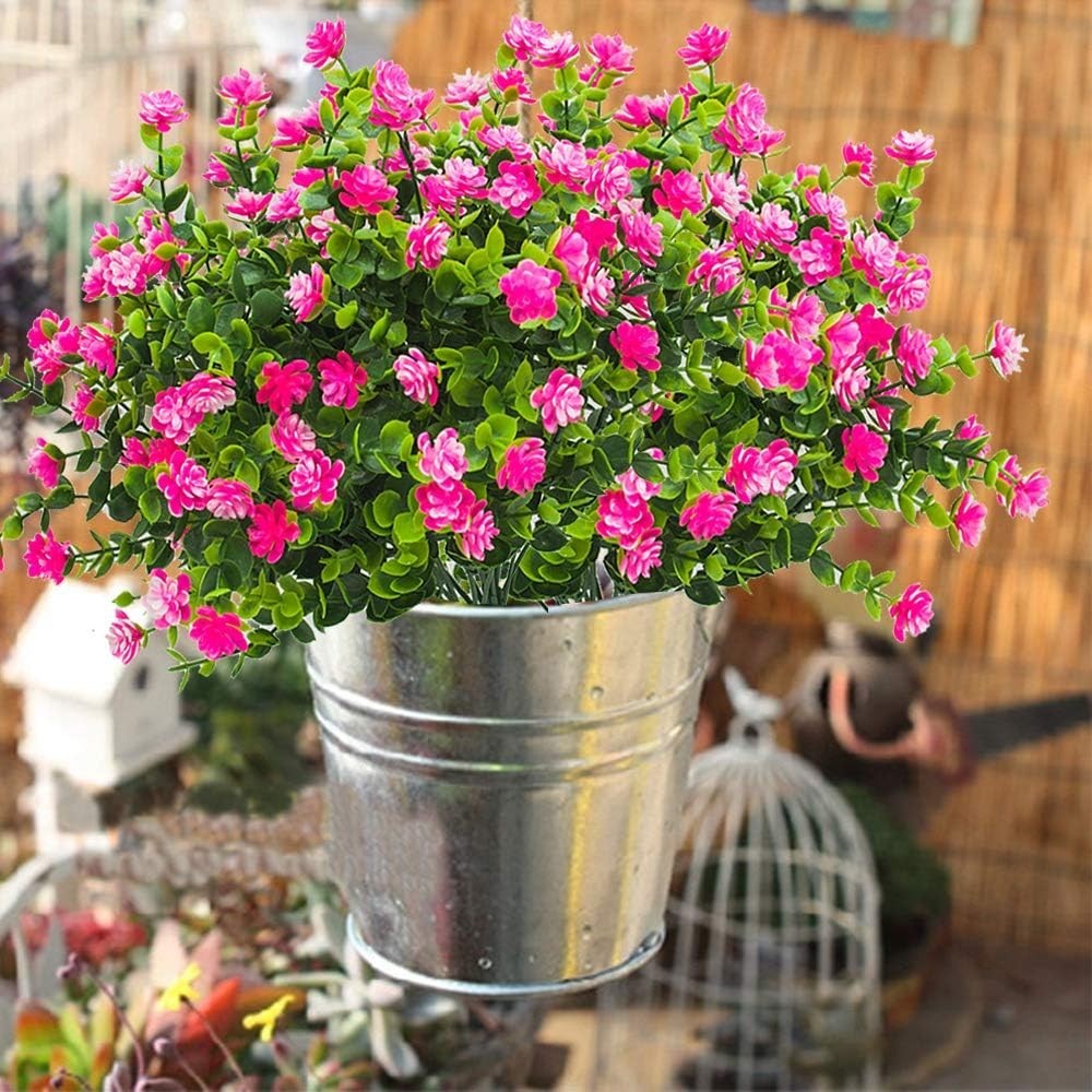 Lifelike 10 Bundle Pink Eucalyptus Fake Flowers – Perfect for Garden & Home