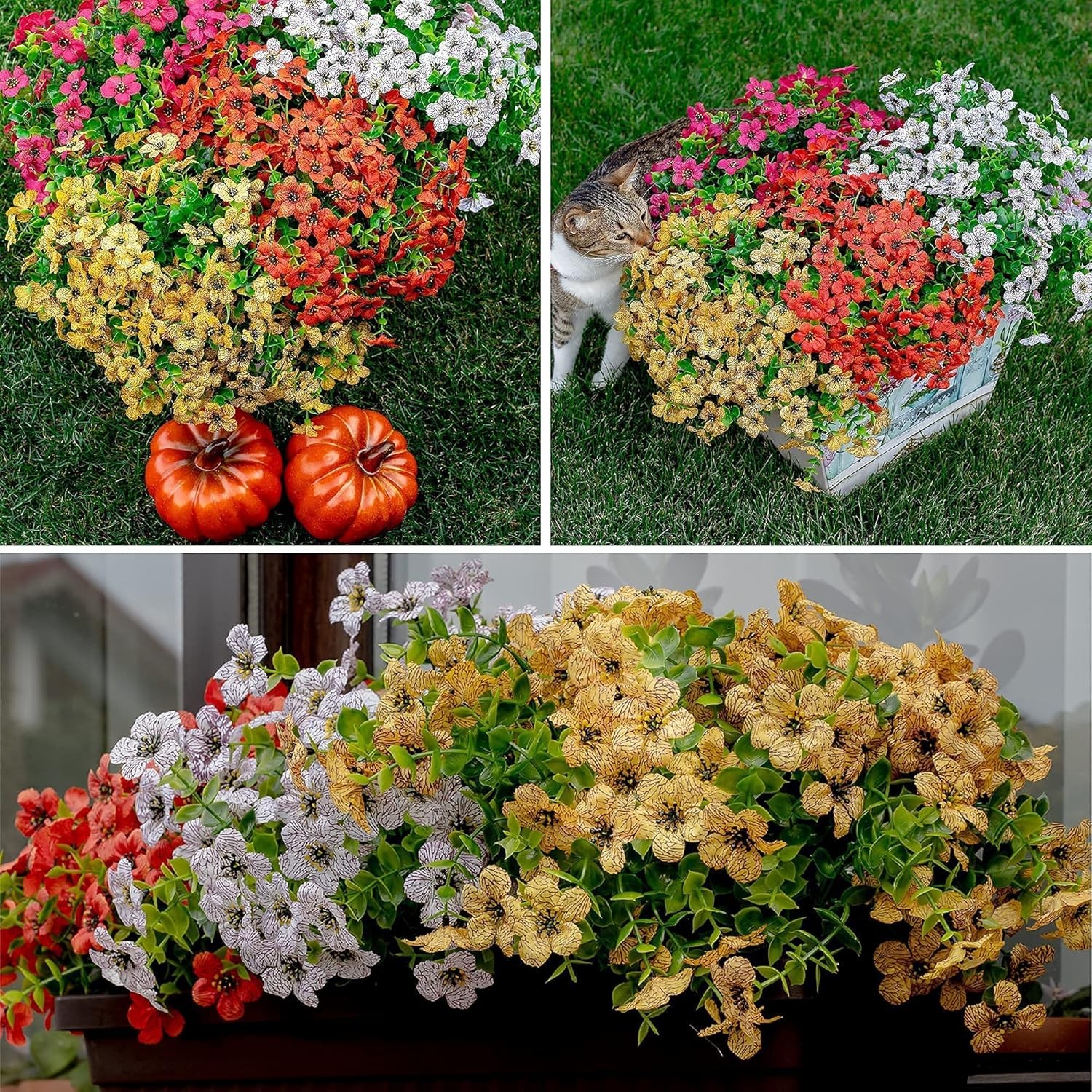 6Bundles Artificial Violet Eucalyptus UV Resistant Faux Flower Garden Home Decor