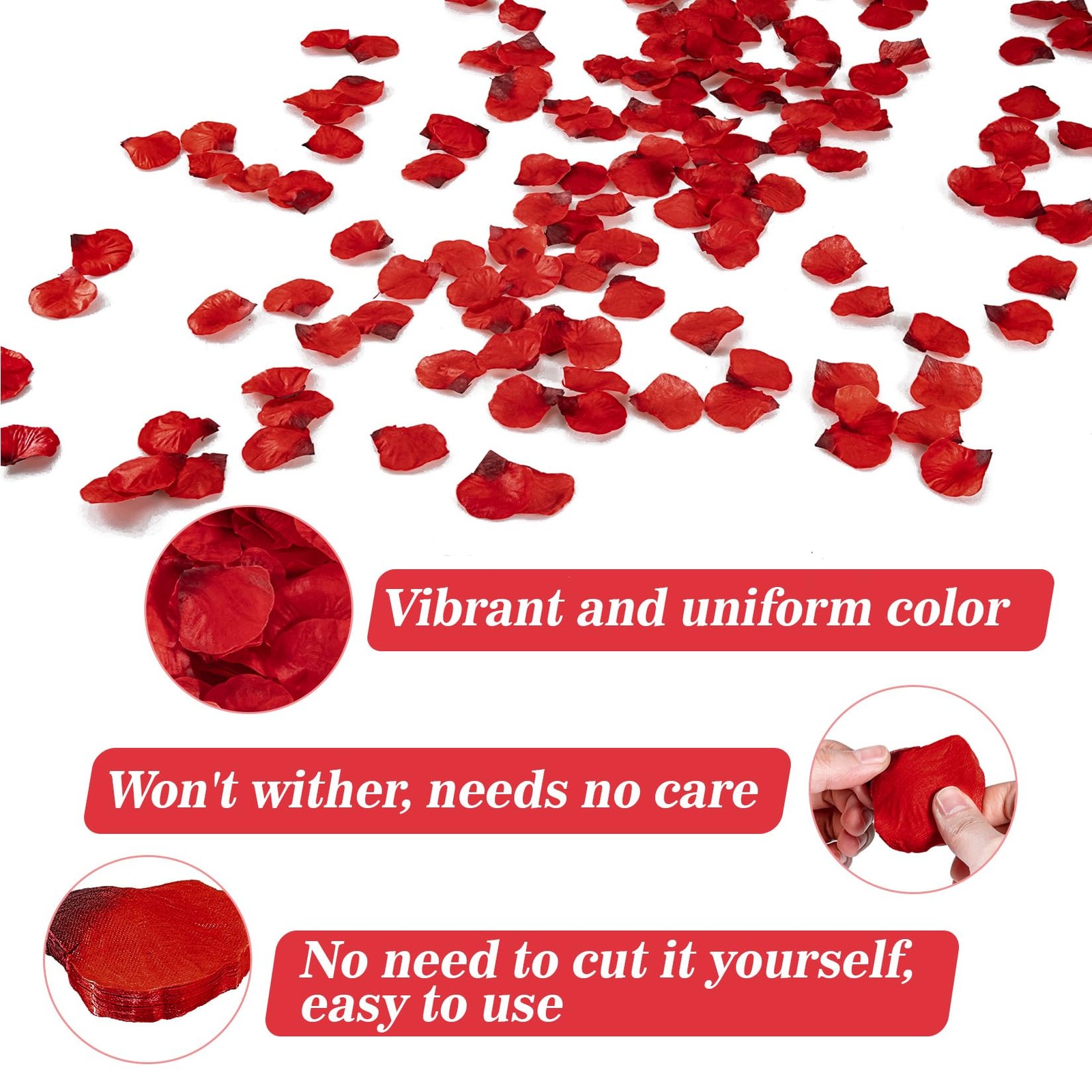 1200Pcs Artificial Rose Petals – Silk Fake Red Rose Petals for Wedding Bridal…