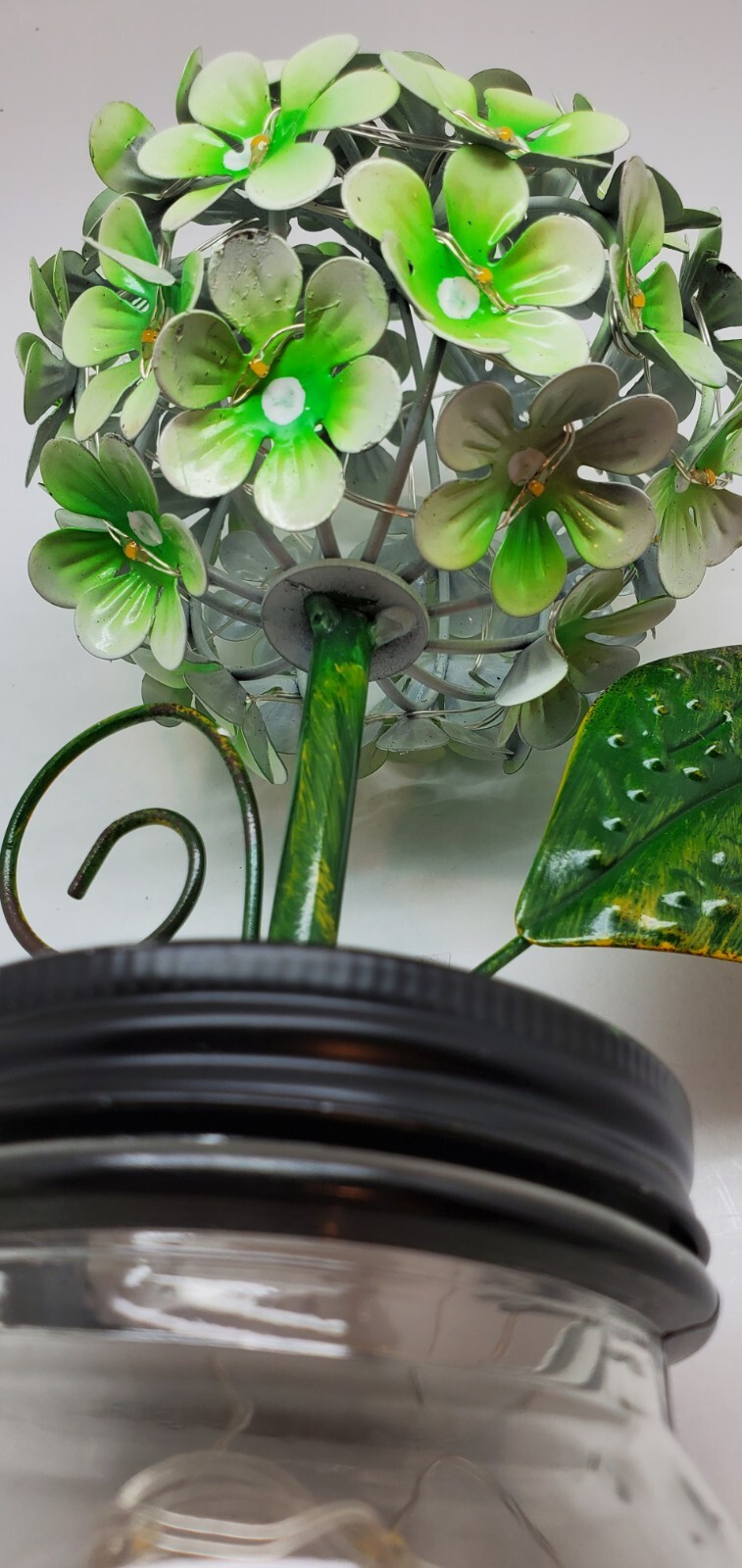 LED Lighted Metal Hydrangea in Jar with fairy ligh, Ultimate In.. Green. Q7
