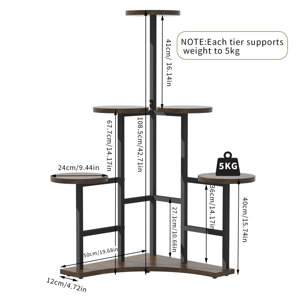 6 Tiers Triangle Corner Plant Stand Flower Pots Holder Rack Indoor Outdoor Patio
