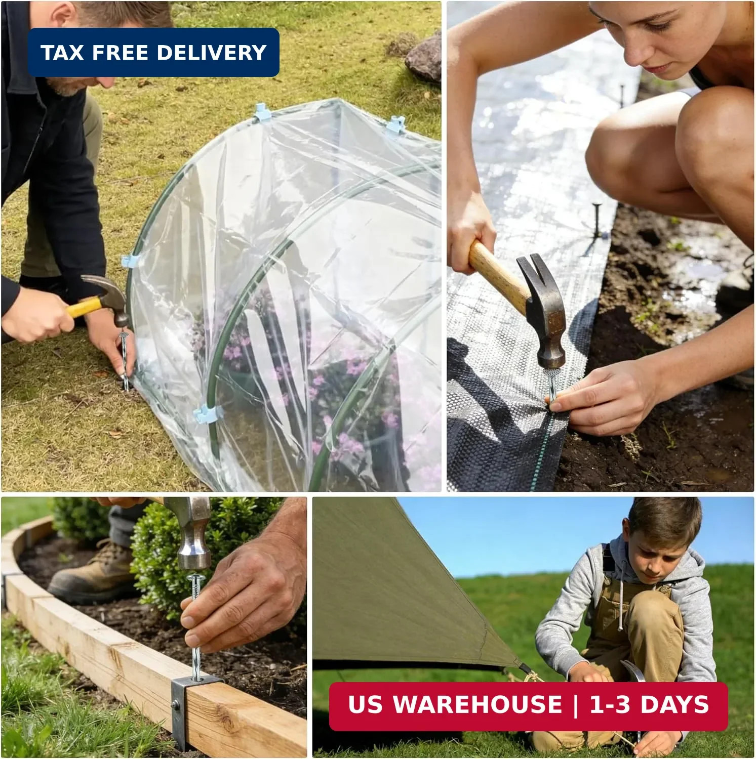 10 Inch Heavy Duty Landscape Stakes, 10 Pack Galvanized Spiral Artificial Turf N