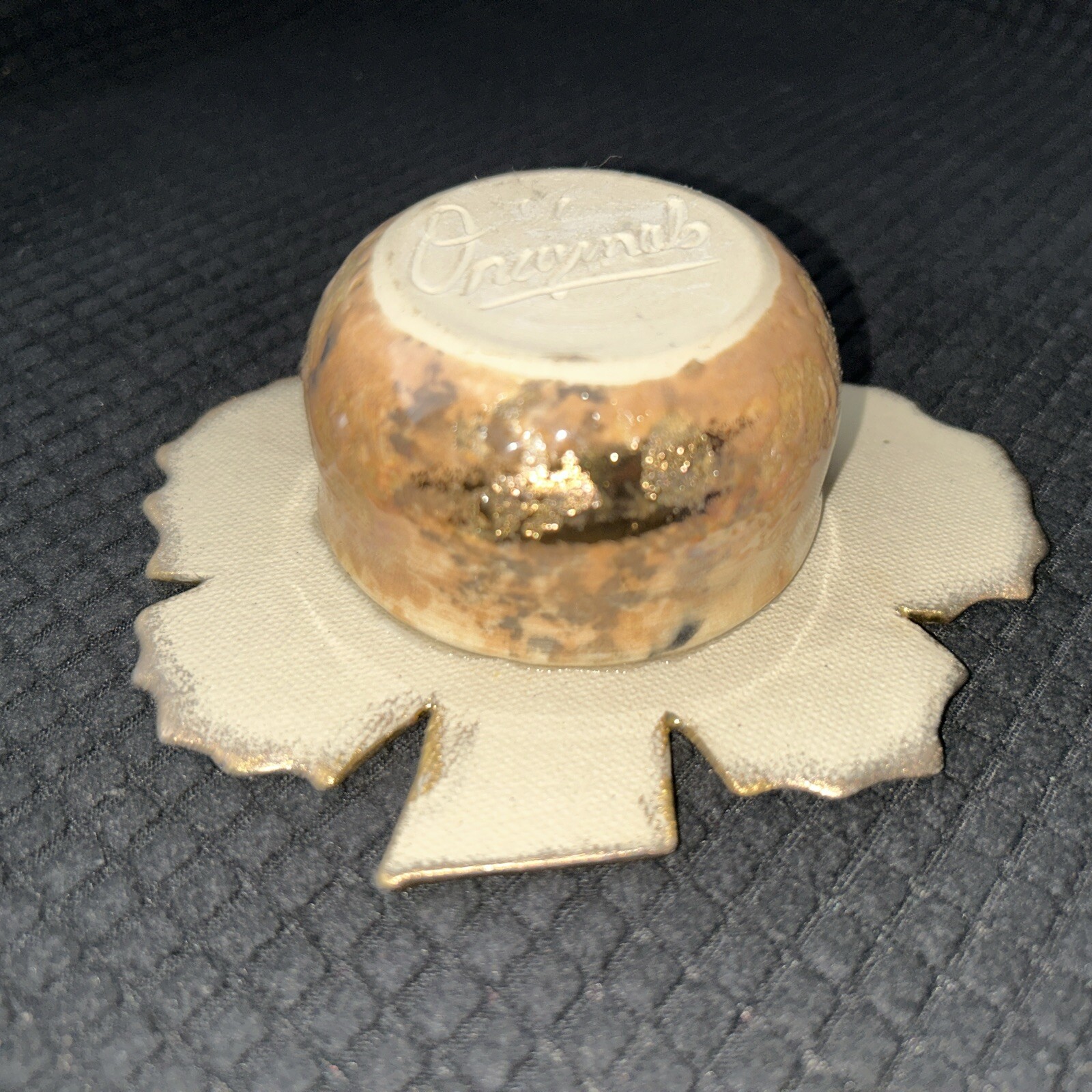 Maple Leaf Ceramic And Gold Leaf Flower Frog