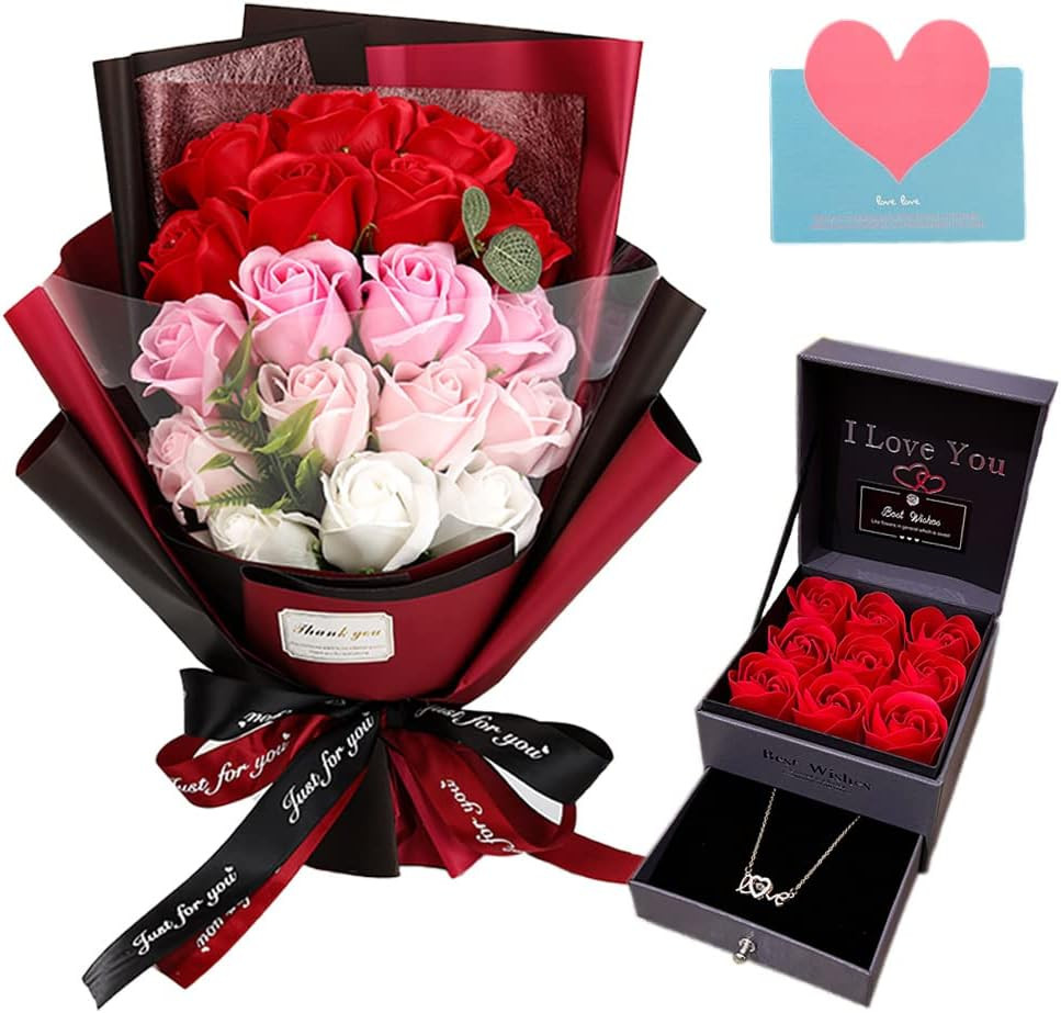 Roses Bouquet Artificial Flower Love Necklace Valentine’S Day, Mother’S Day