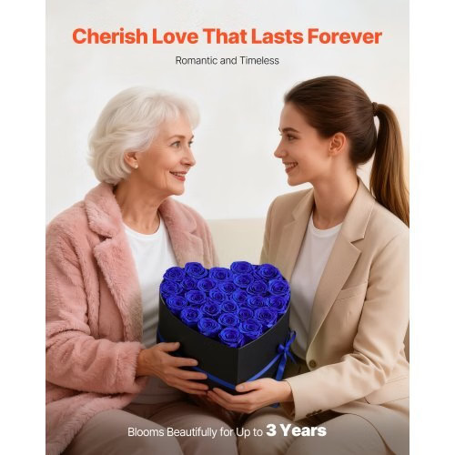 Forever Flowers, 27 Preserved Roses in a Heart Shape Box, Eternal Flowers Immort