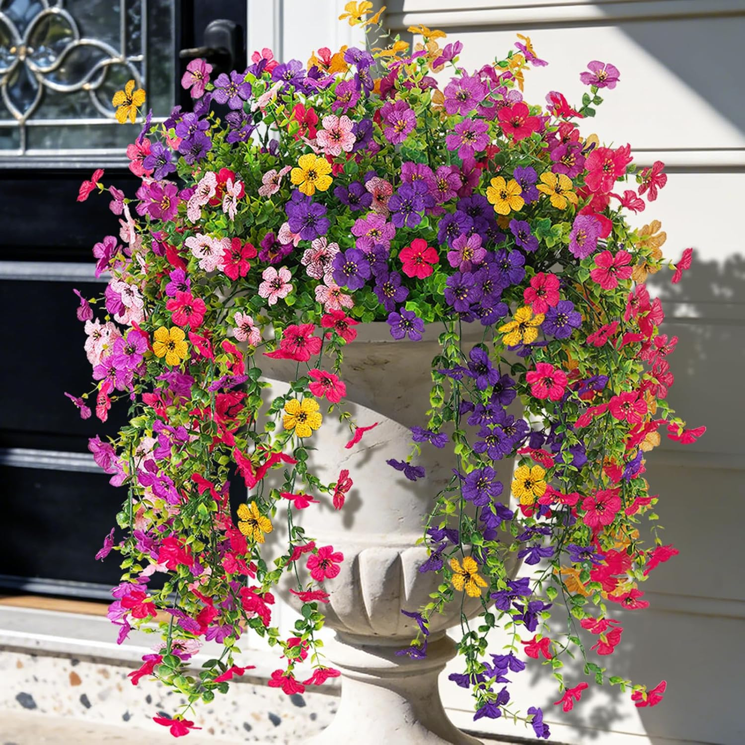 Fake Artificial Hanging Flowers for Outdoor Spring Decor 2PCS Faux Silk Flowers