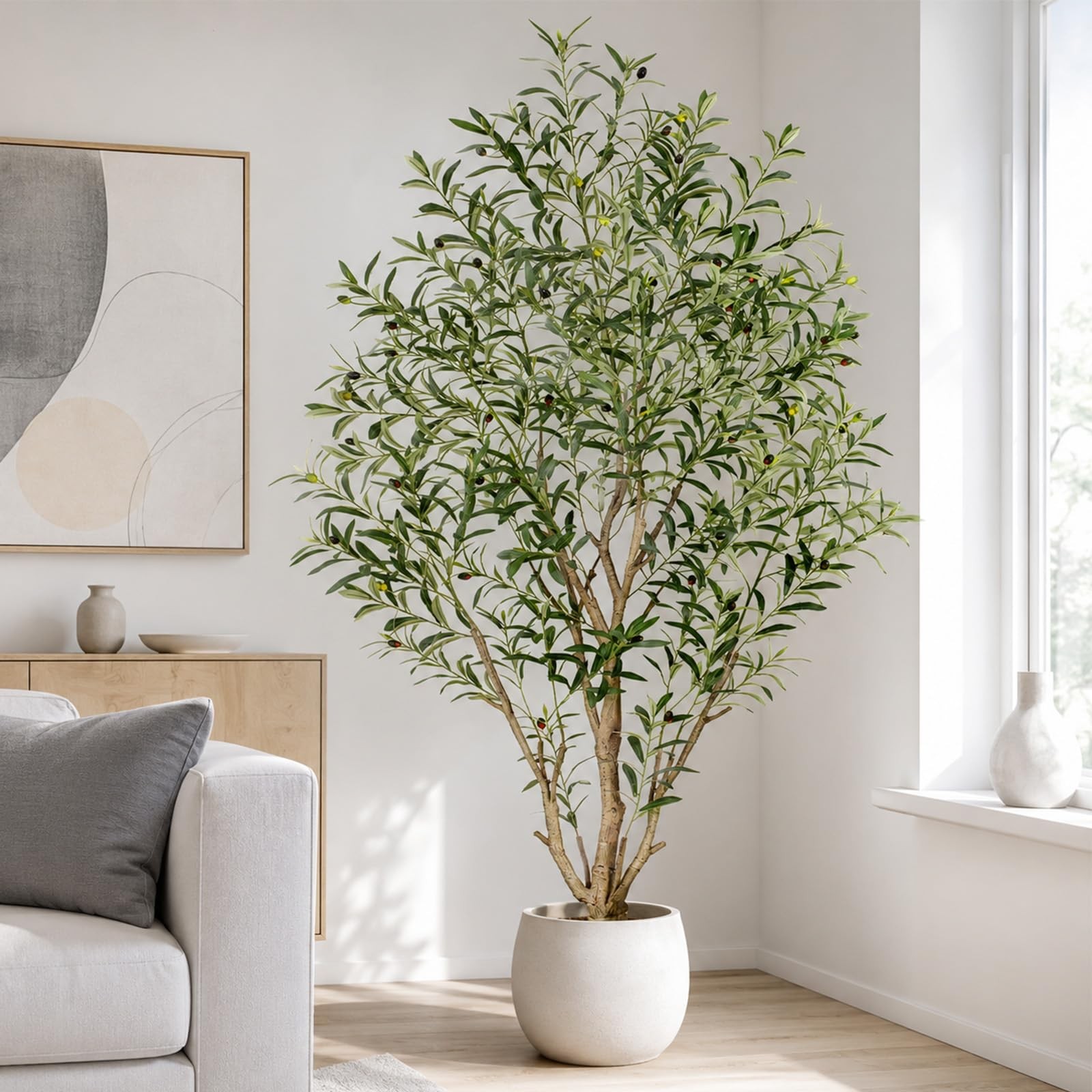 6ft Olive Trees Artificial Indoor, Tall Faux Olive Tree with Realistic Leaves…