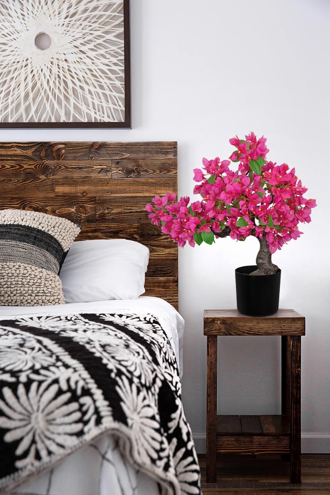 Artificial Bougainvillea Flower Plant 20.8″ Bougainvillea Bonsai Tree with Bl…