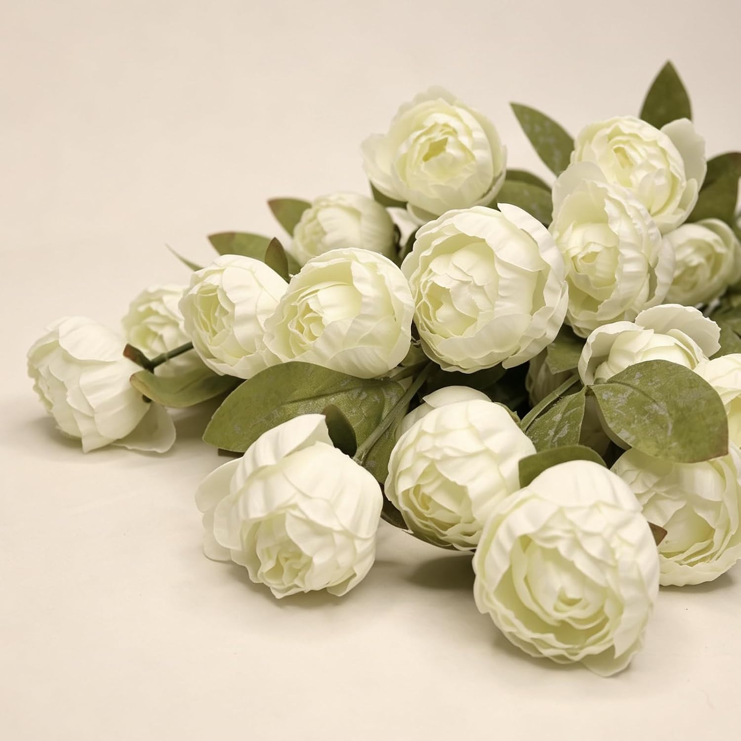 Cream Faux Peonies – 6 Pcs Real Touch Silk Flowers for Home Decor & Weddings