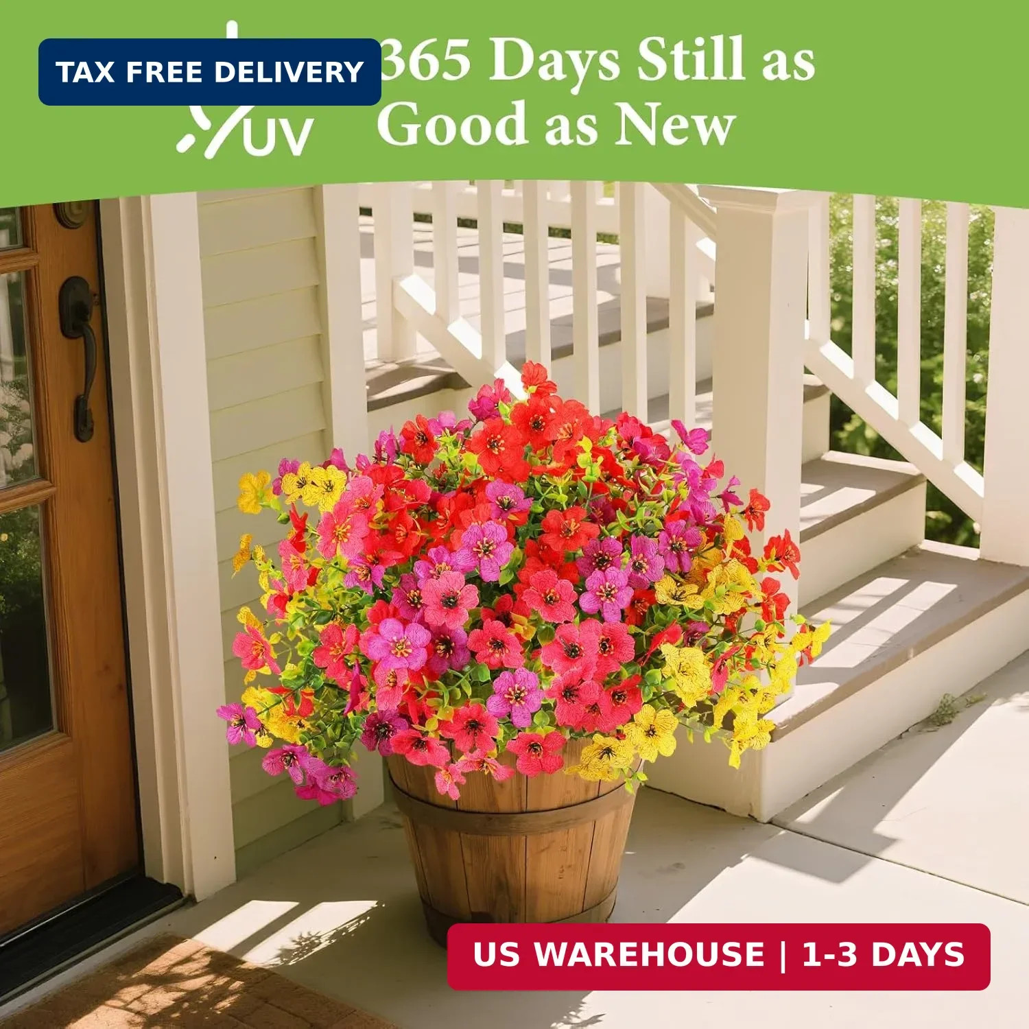 SAEUYVB 32 Bundles Artificial Flowers for Outdoors,All Weather Fake Flowers | 4
