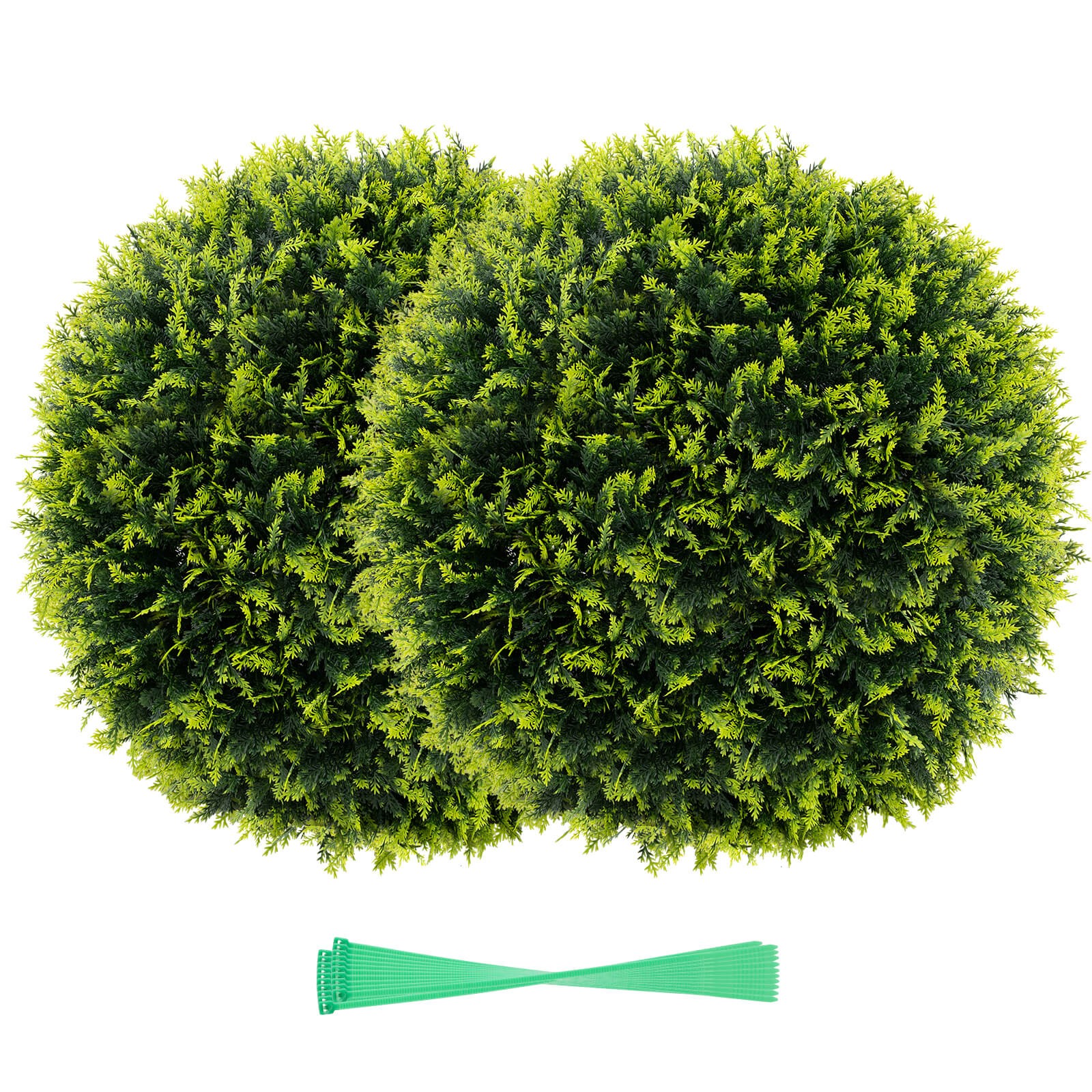 2 PCS 22″ Artificial Cedar Topiary Balls Sun-protective Round Greenery Bushes